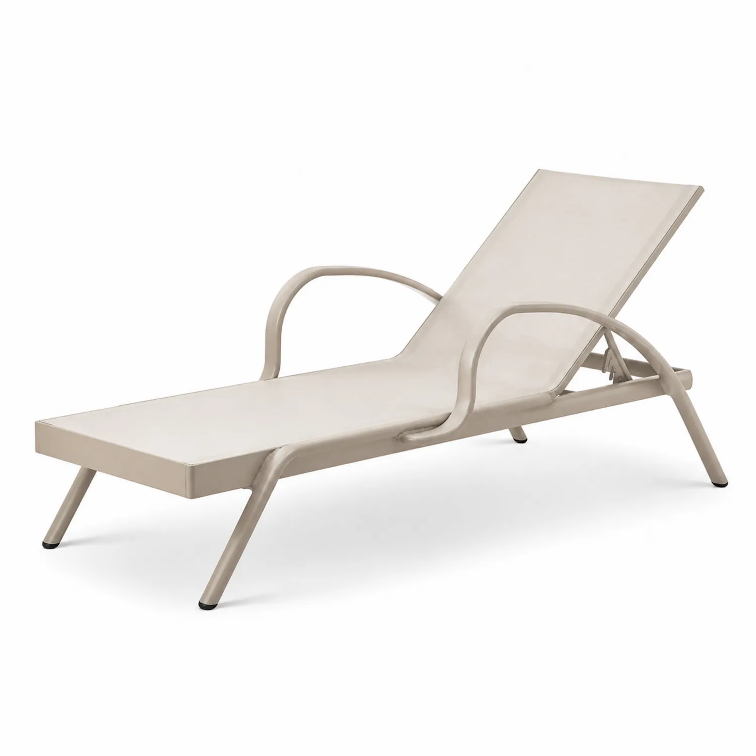 Tumbona de Metal Textilene Beige para Exterior 200x70x35 cm-Velmirk