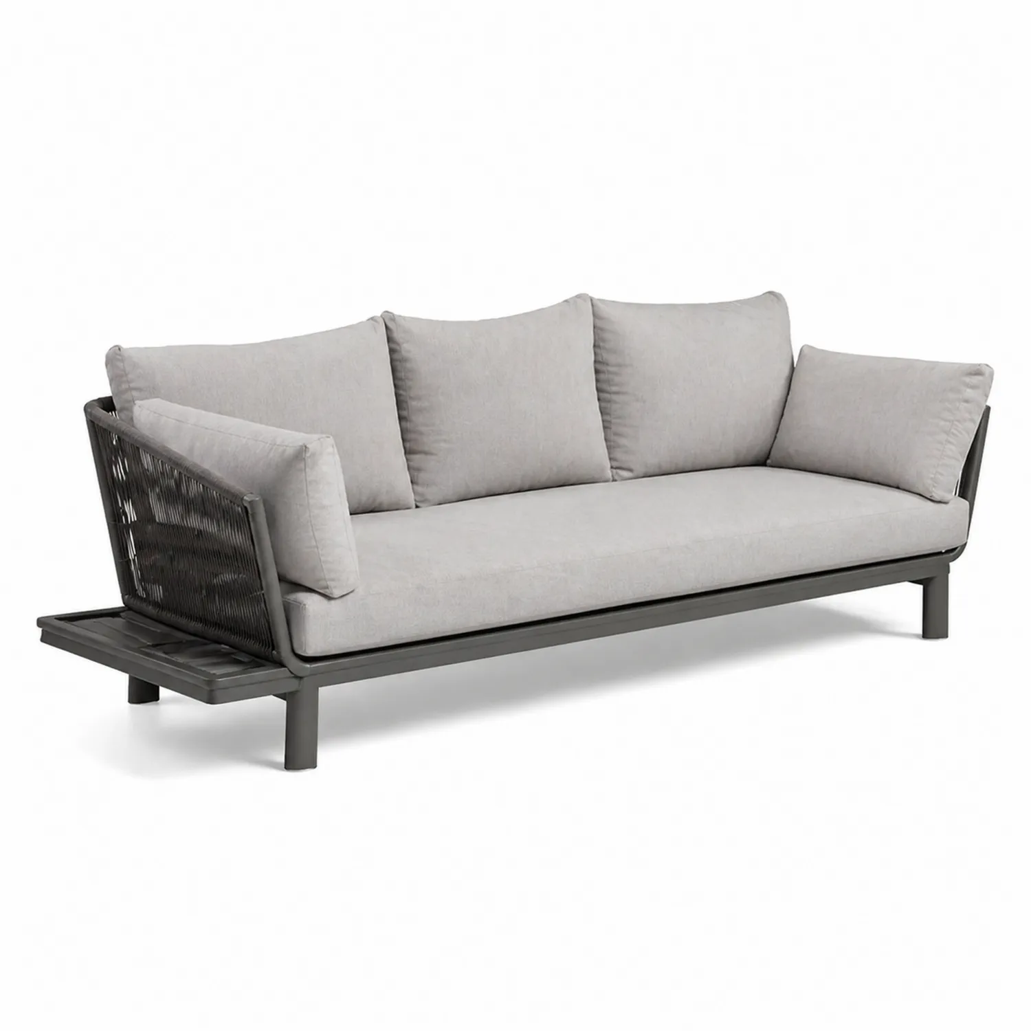 Sofá de aluminio con cojines gris y negro-Velmirk