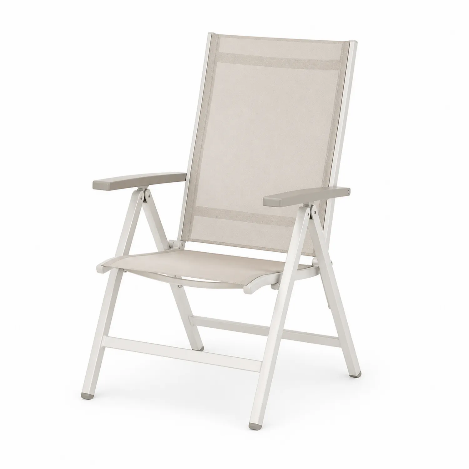 Silla plegable de aluminio y textilene beige-Velmirk