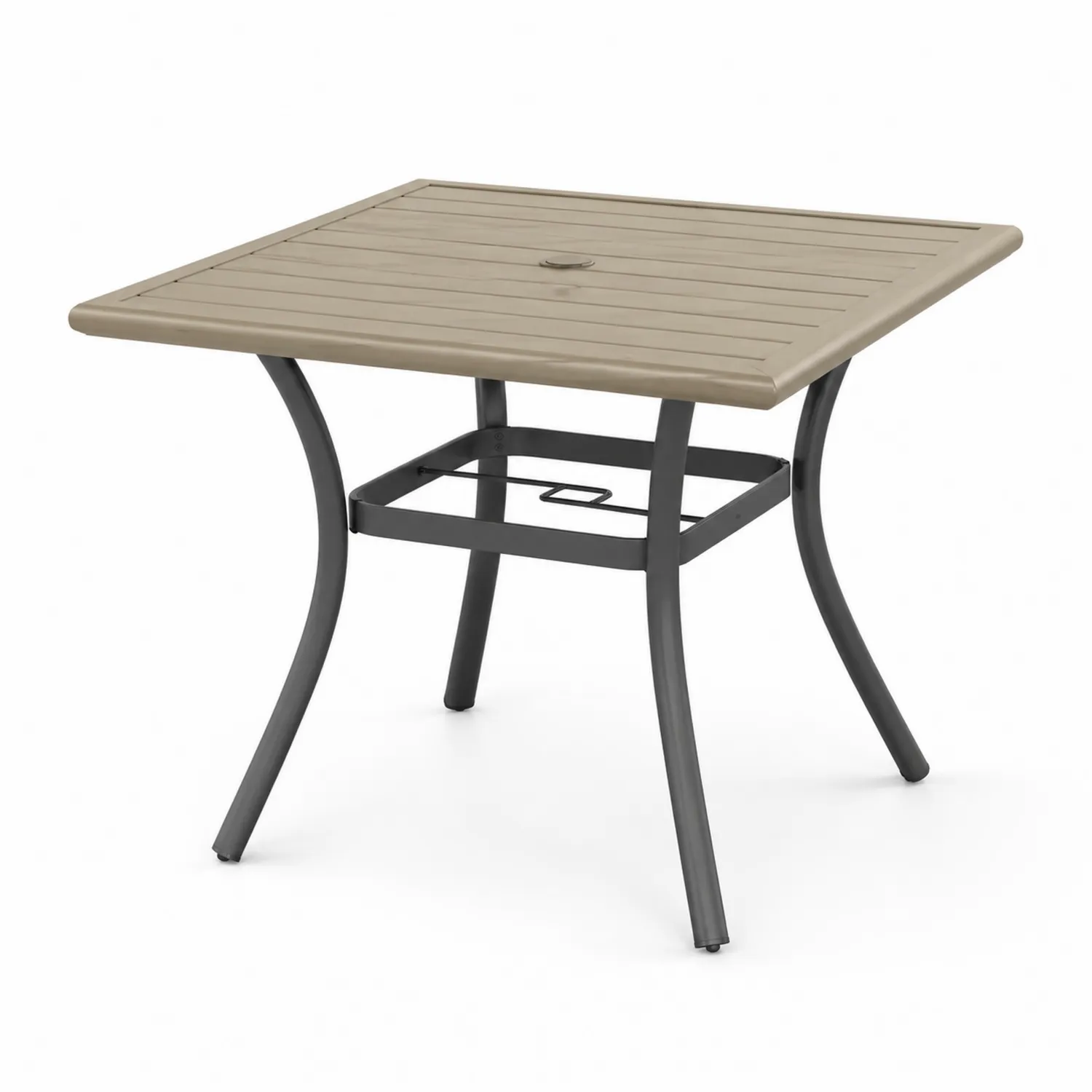 Mesa cuadrada de metal y resina 90x90x74 cm Beige/Gris-Velmirk