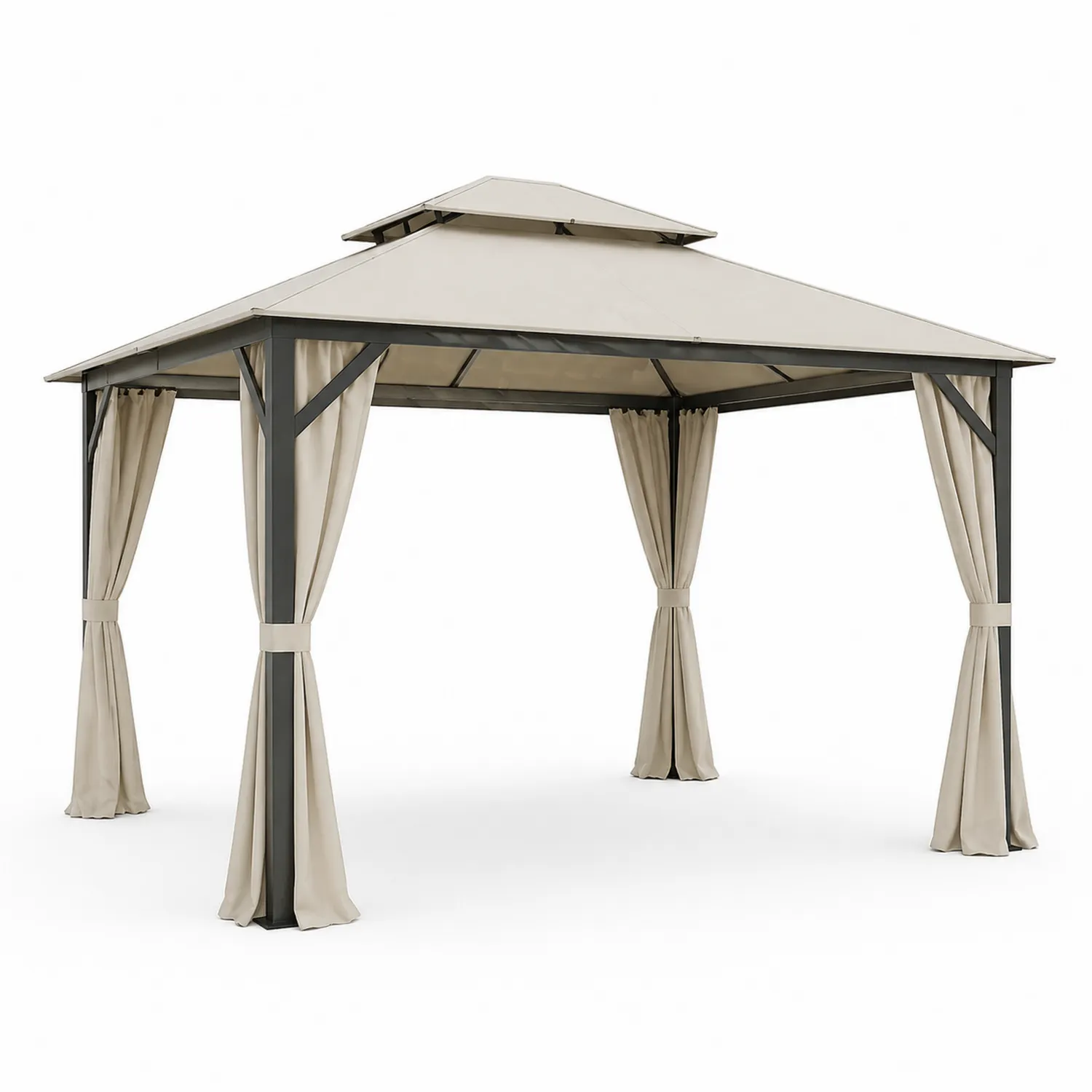 Cenador de Aluminio con Cubierta de Poliéster 3x3m Beige-Velmirk