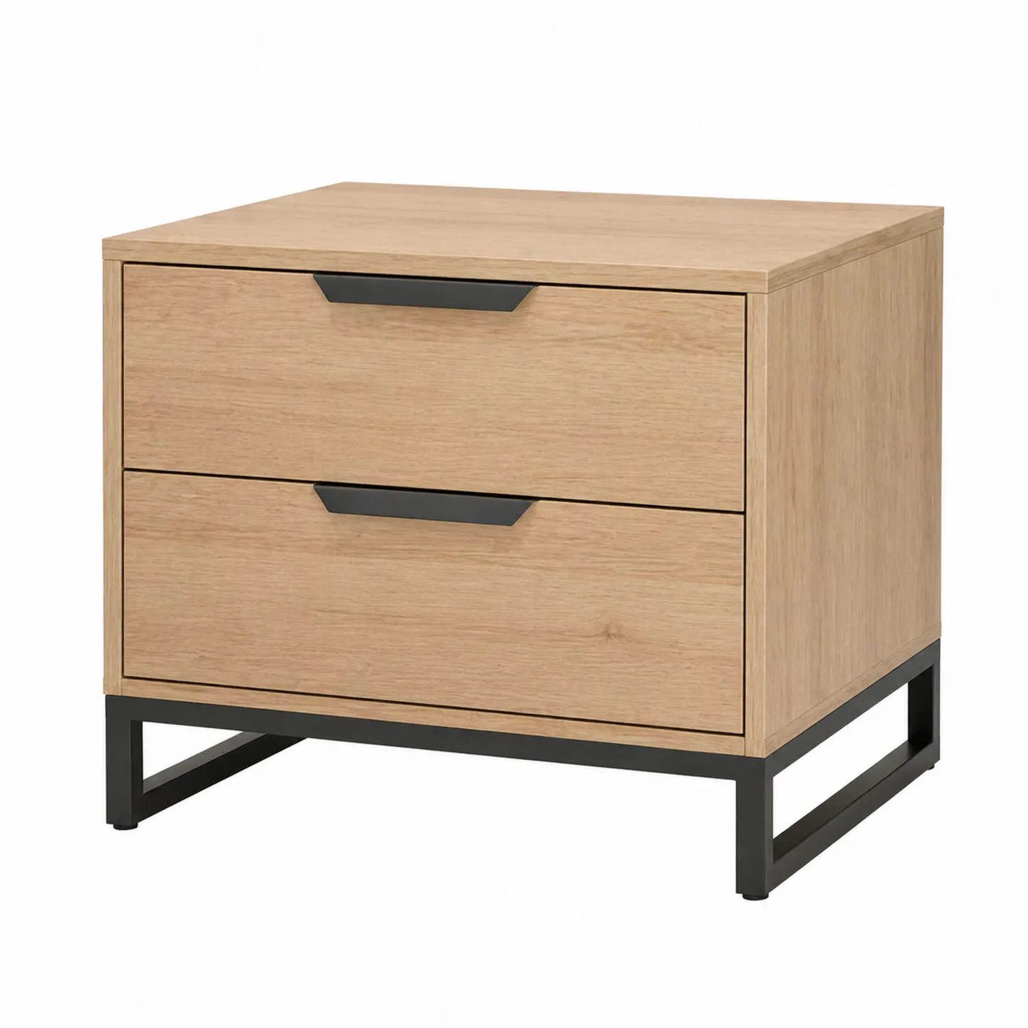 Mesita de noche de madera con base metálica 60x40x50 cm Roble/Negro-Velmirk