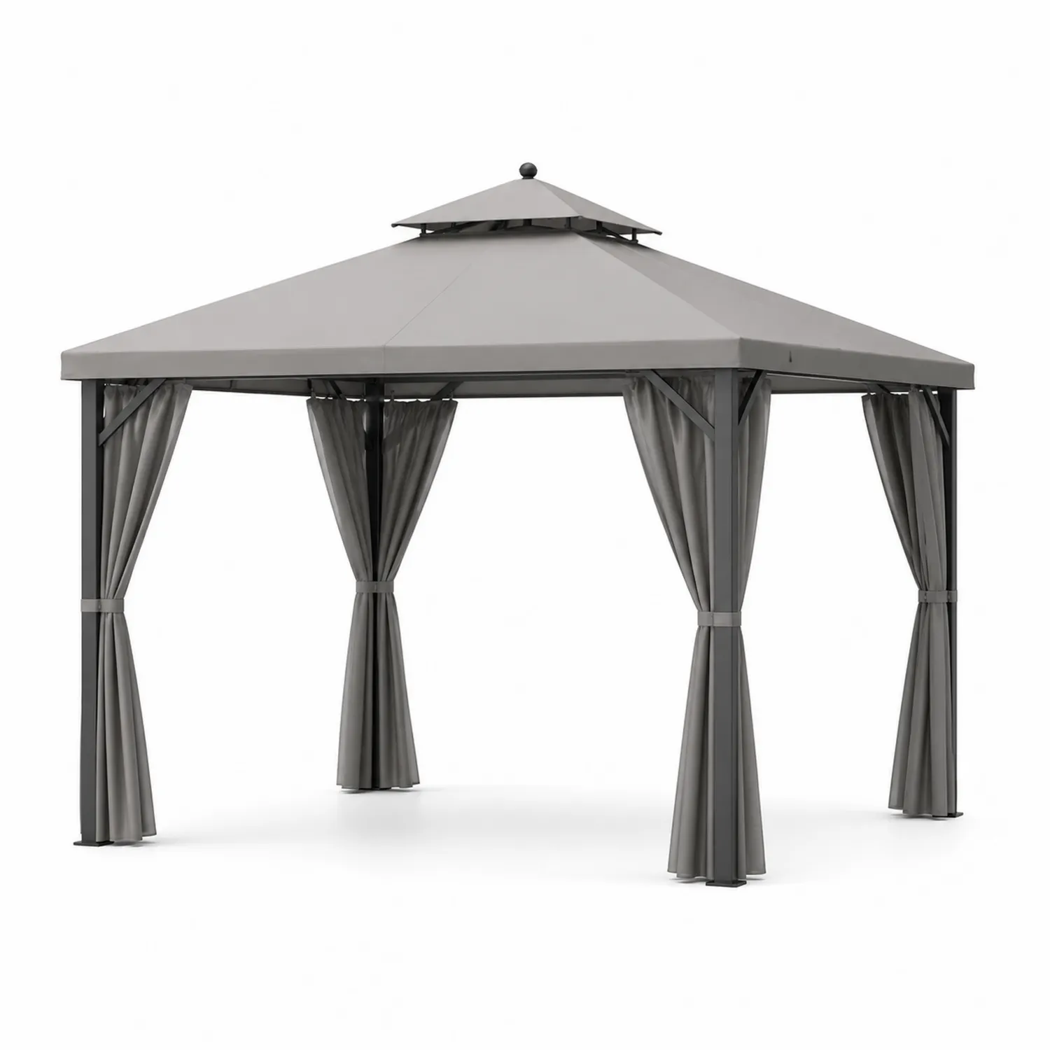 Cenador de Aluminio 3x3m con Techo de Poliéster Gris-Velmirk