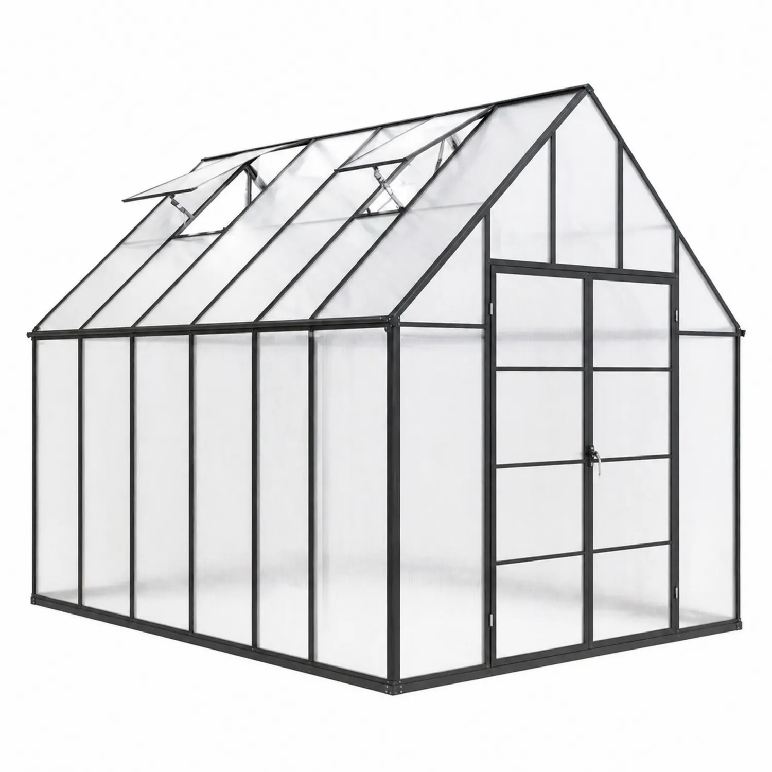 Invernadero de Aluminio y Policarbonato Transparente 250cm x 190cm x 195cm-Velmirk