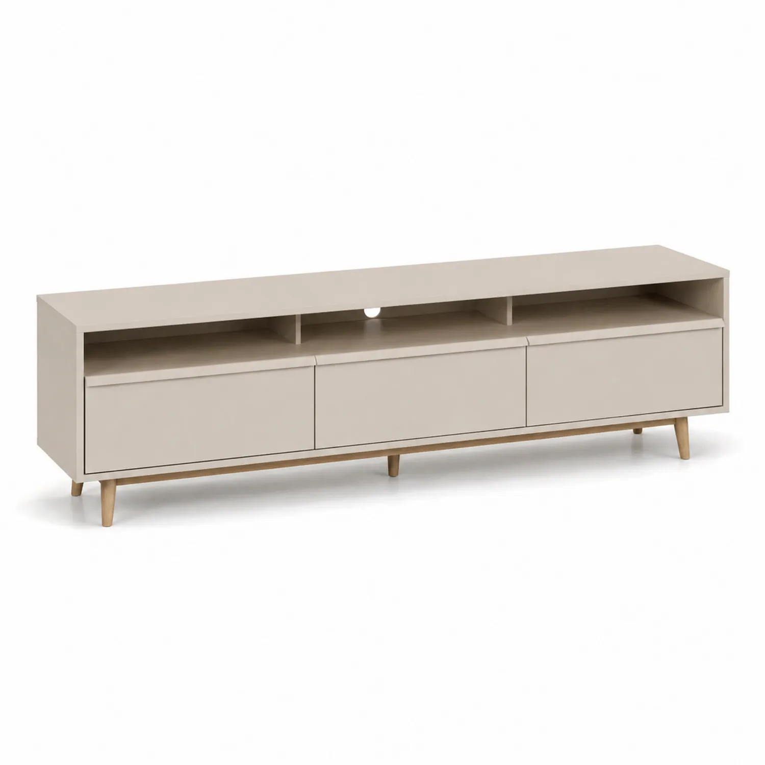 Mueble de TV de MDF Beige con Patas de Madera 180x40x50 cm-Velmirk