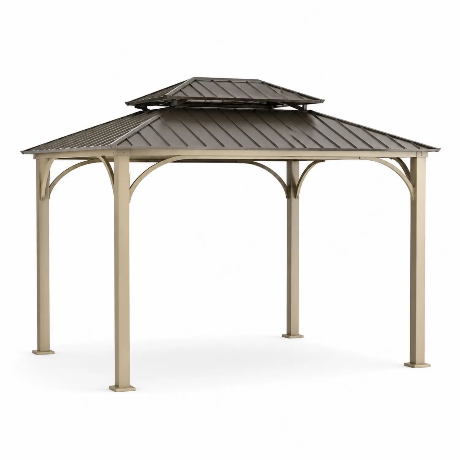 Cenador de Aluminio y Acero 3x4 m Marrón y Beige-Velmirk