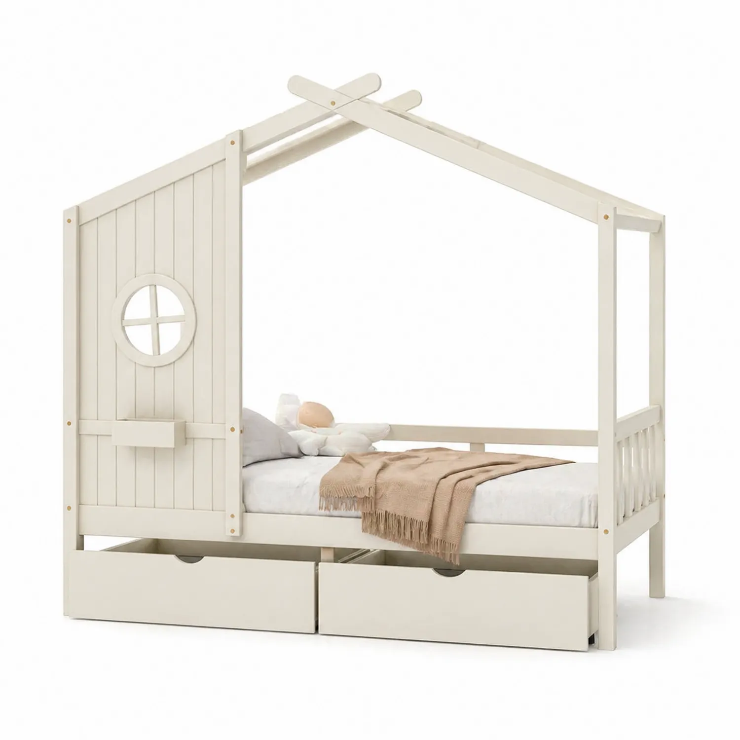 Cama infantil de madera con cajones de almacenamiento 200x90 cm-Velmirk