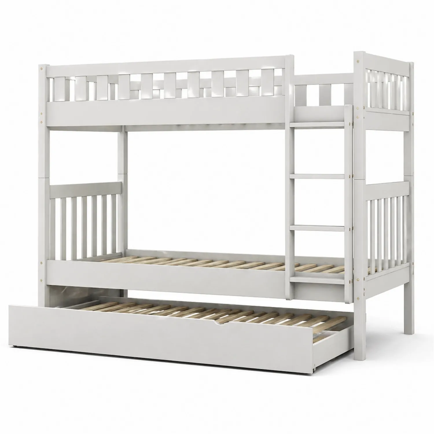 Litera de Madera con Cama Nido y Escalera Blanca-Velmirk