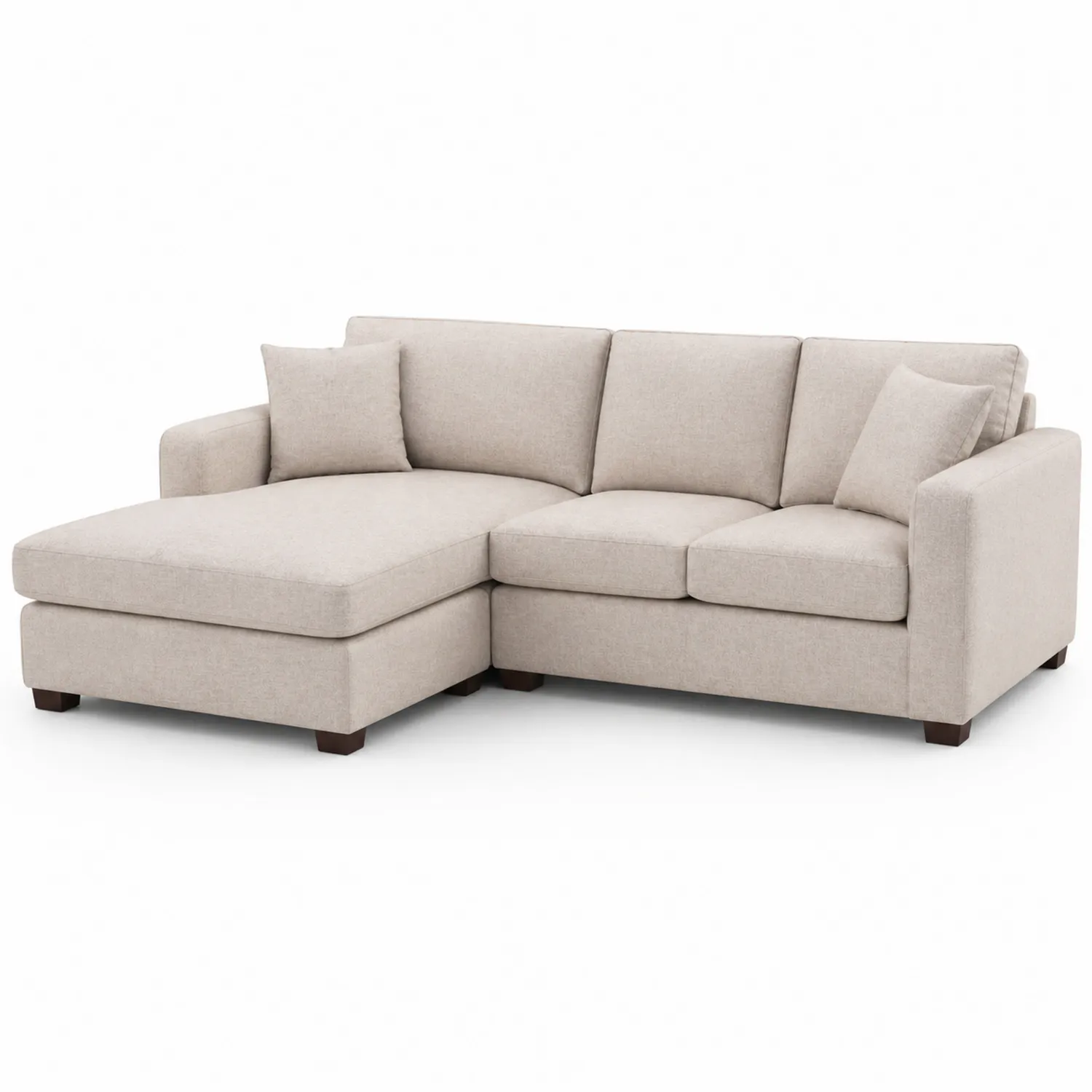 Sofá seccional de poliéster 280x160x85 cm Beige chaise longue-Velmirk