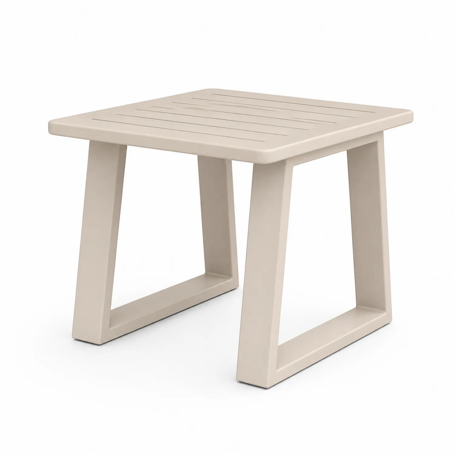 Mesa auxiliar de plástico beige para interior y exterior 45x45x40 cm-Velmirk