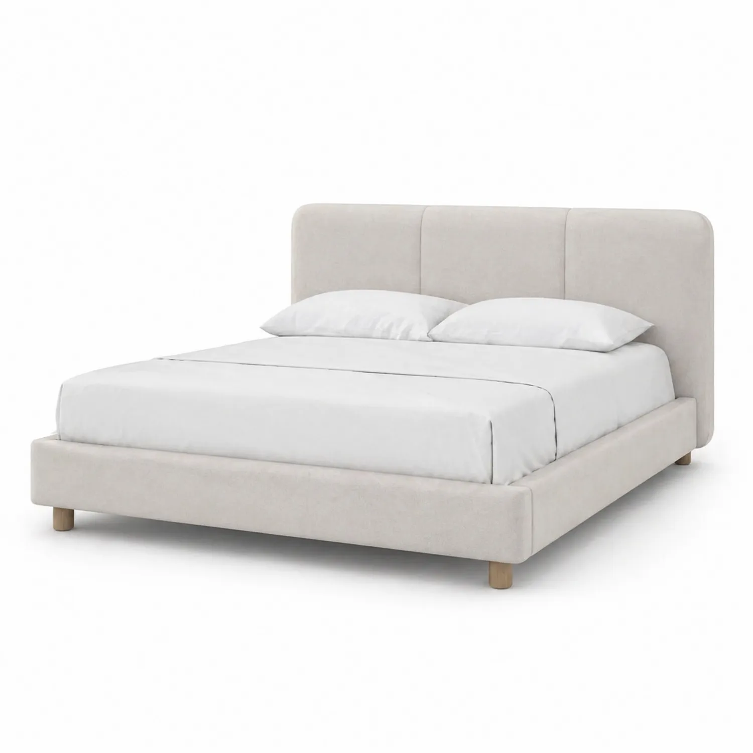 Cama doble tapizada en tela beige 200x160 cm-Velmirk