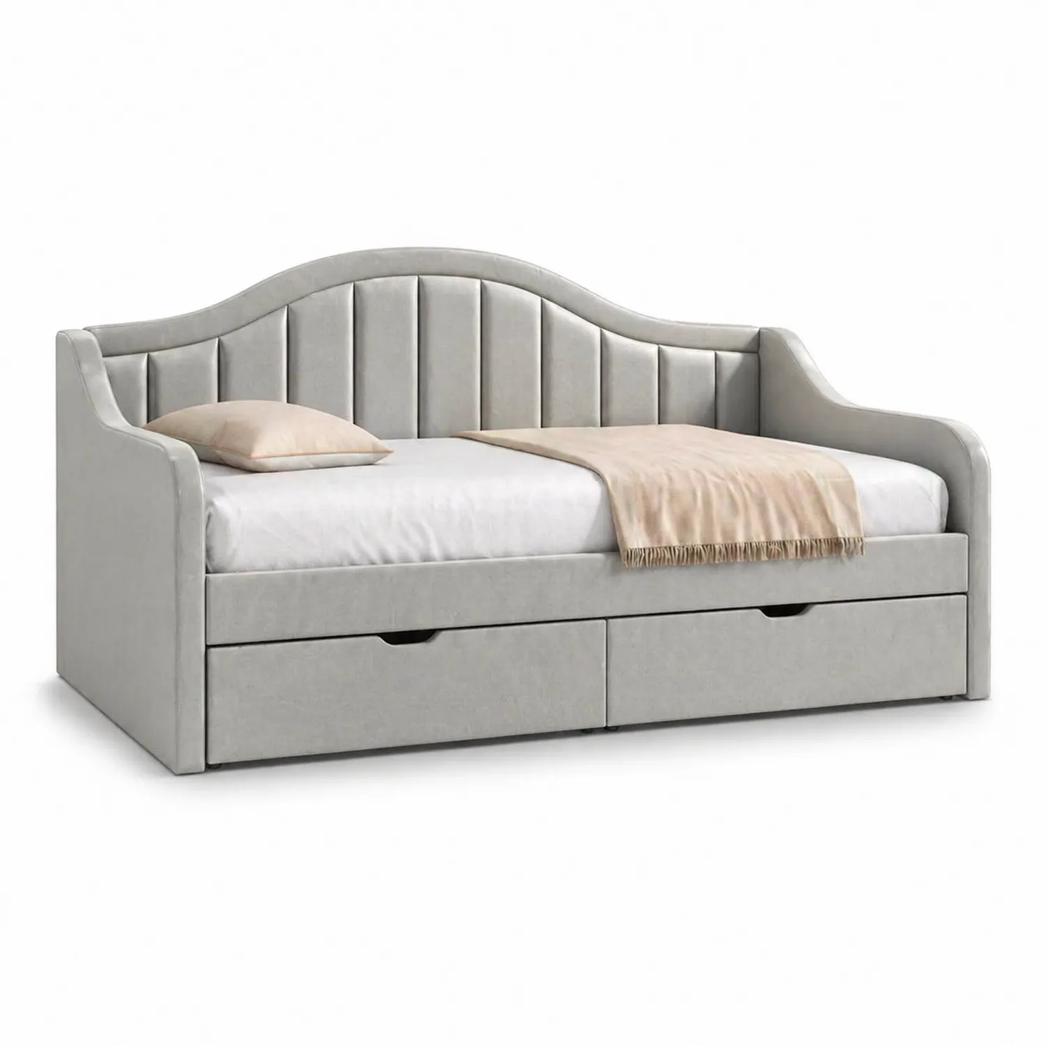 Sofá cama de día con cajones de terciopelo gris-Velmirk