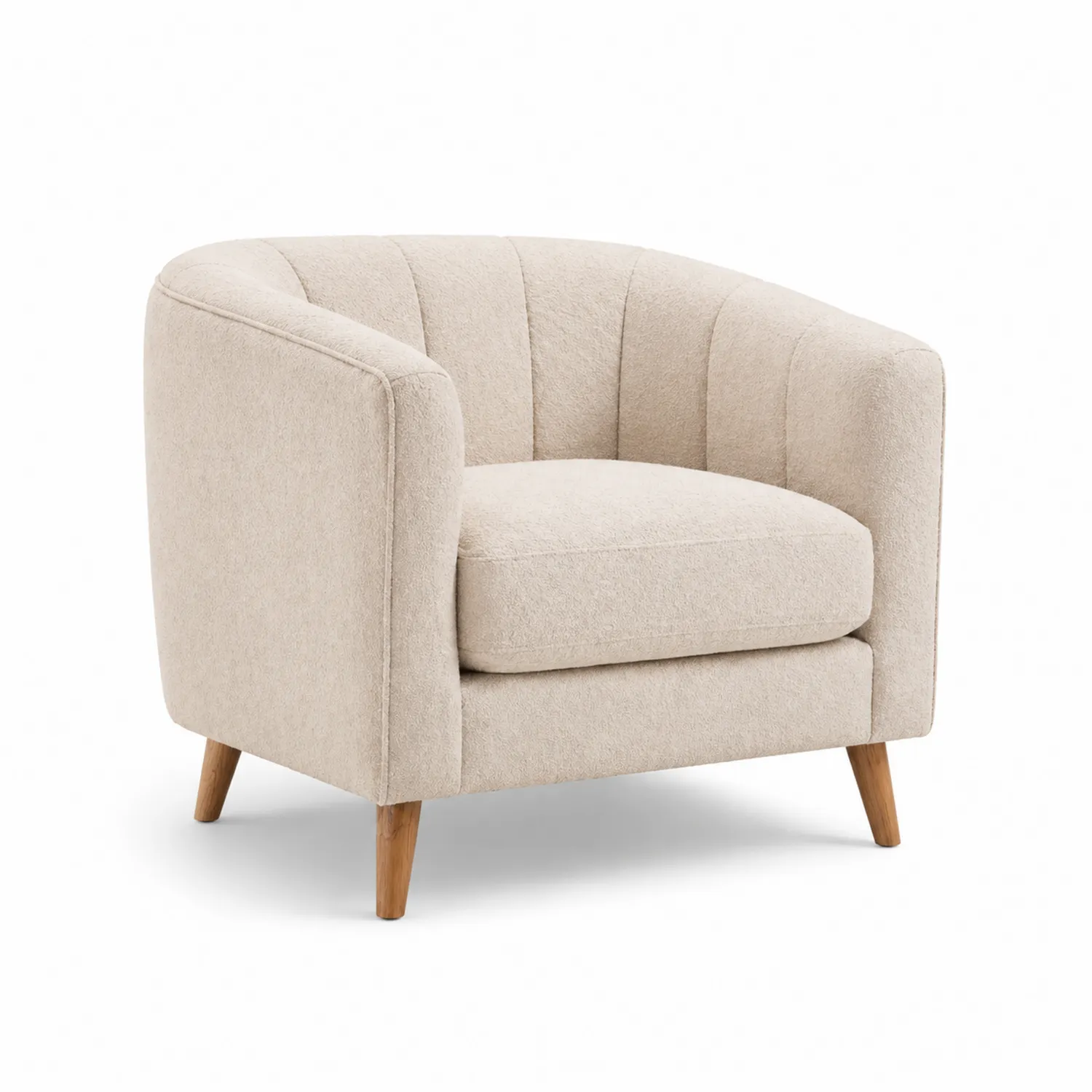 Sillón tapizado en tela beige con patas de madera 80x75x70 cm-Velmirk