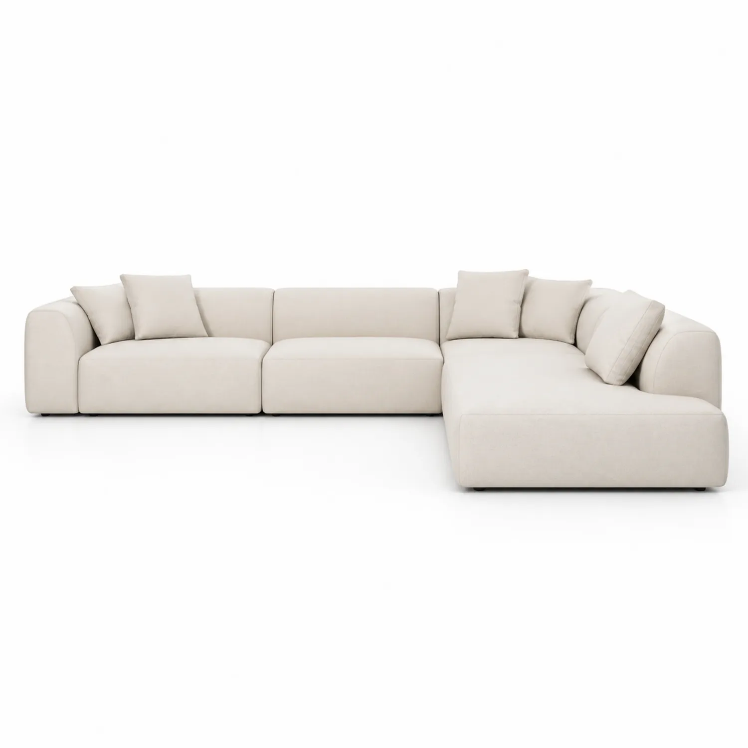 Sofá seccional en forma de L de tela de poliéster Beige 300x200x90 cm-Velmirk