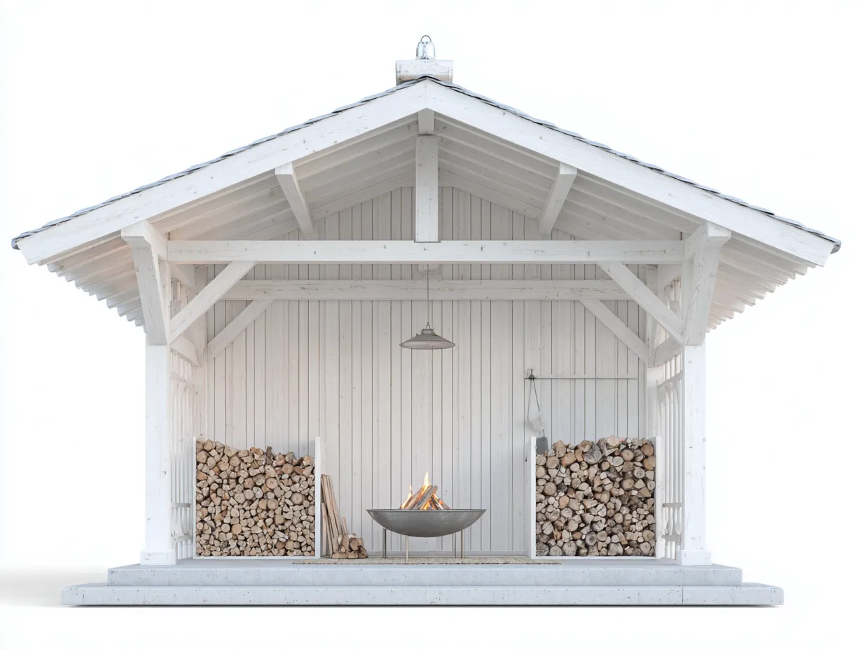 Portalegna-Legno-Metallo-320x155x295 cm-Bianco-Grigio-Rustico nordico-Havengonest