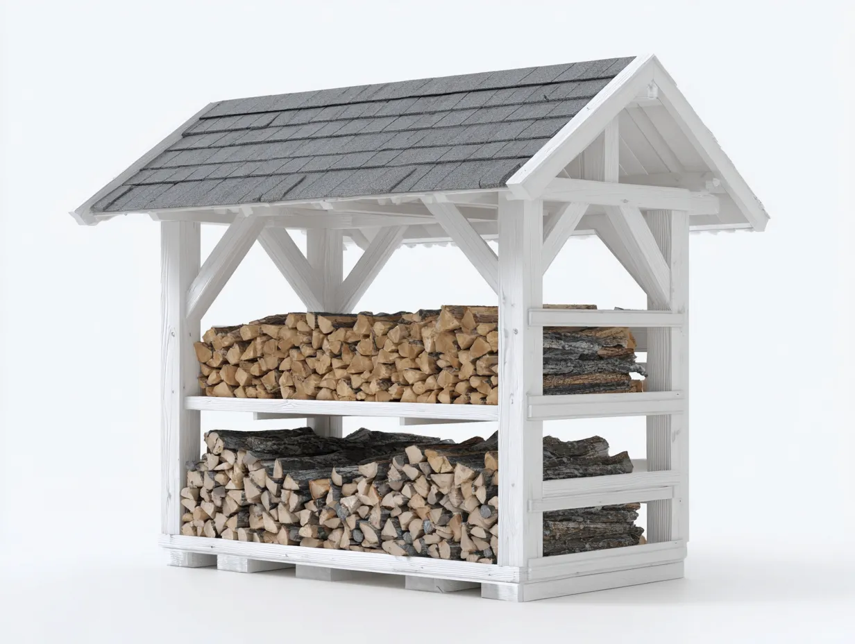 Portalegna-Legno-Metallo-210x85x175 cm-Bianco-Grigio-Stile rustico elegante-Havengonest