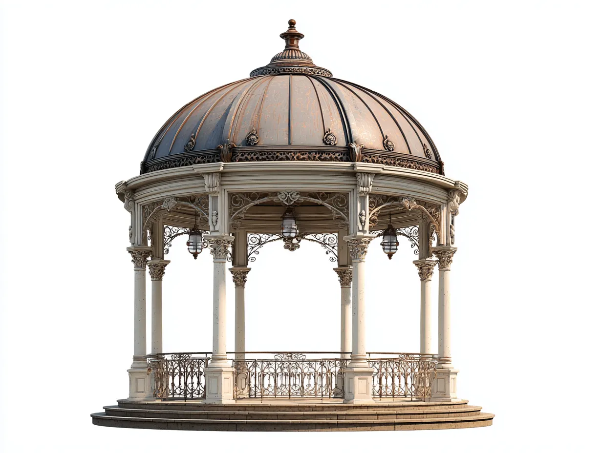 Pergola da giardino-Ferro-Acciaio-360x360x380 cm-Beige-Marrone-Stile classico-Havengonest