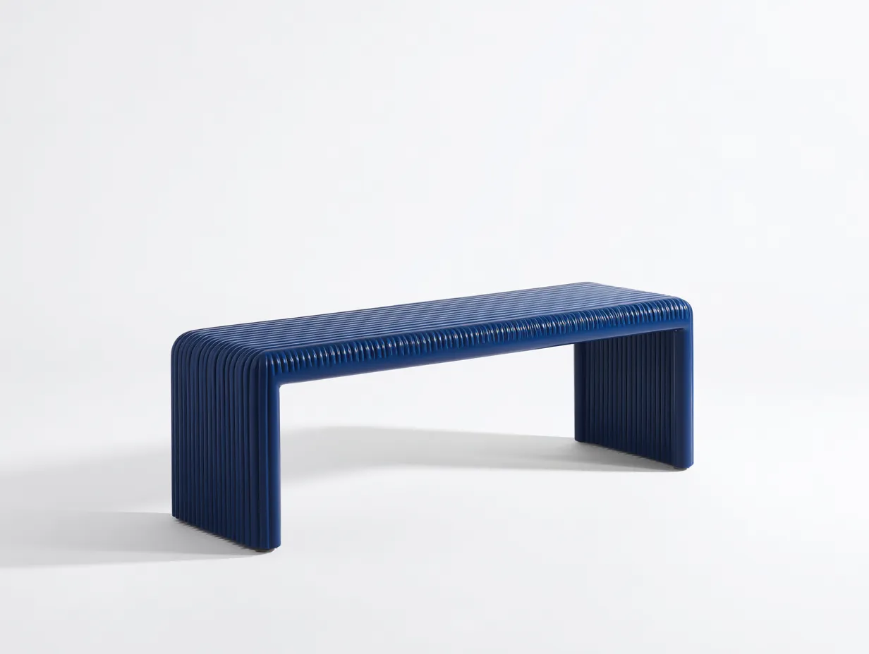 Bank aus geripptem Material 132x40x45 cm - königsblau - für das Wohnzimmer - modernes Monoblock-Design mit Lamellenstruktur-Nookgetmart