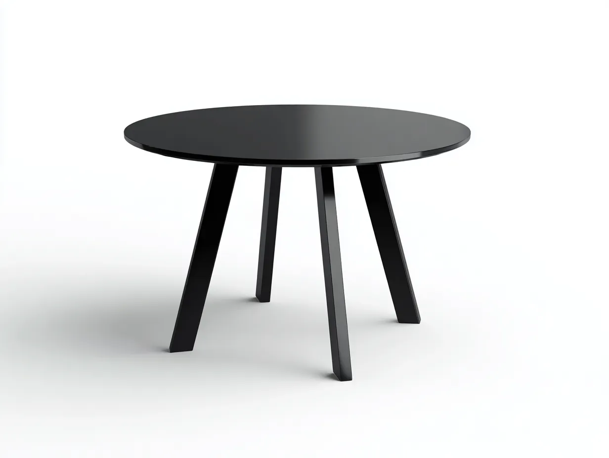 Runder Couchtisch Schwarz Matt - 95 x 95 x 42 cm - Schwarz - Wohnzimmer Tisch mit großzügiger Kreisplatte, vier ausgestellten Beinen und puristischer Silhouette-Nookgetmart
