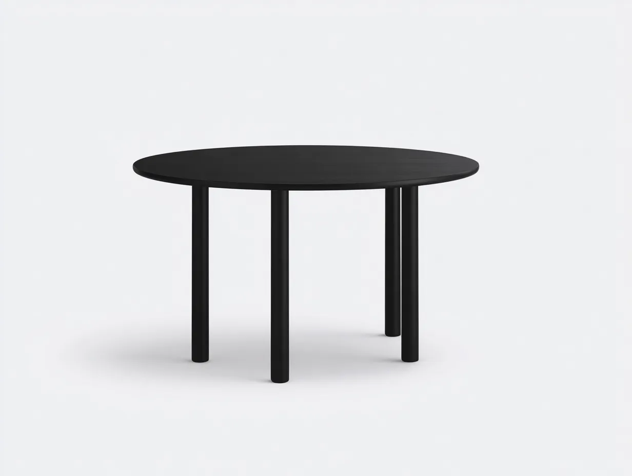 Runder Couchtisch aus Holz 83x83x43 cm - mattschwarz - für das Wohnzimmer - zeitloses Design mit symmetrischem Rundbeingestell-Nookgetmart