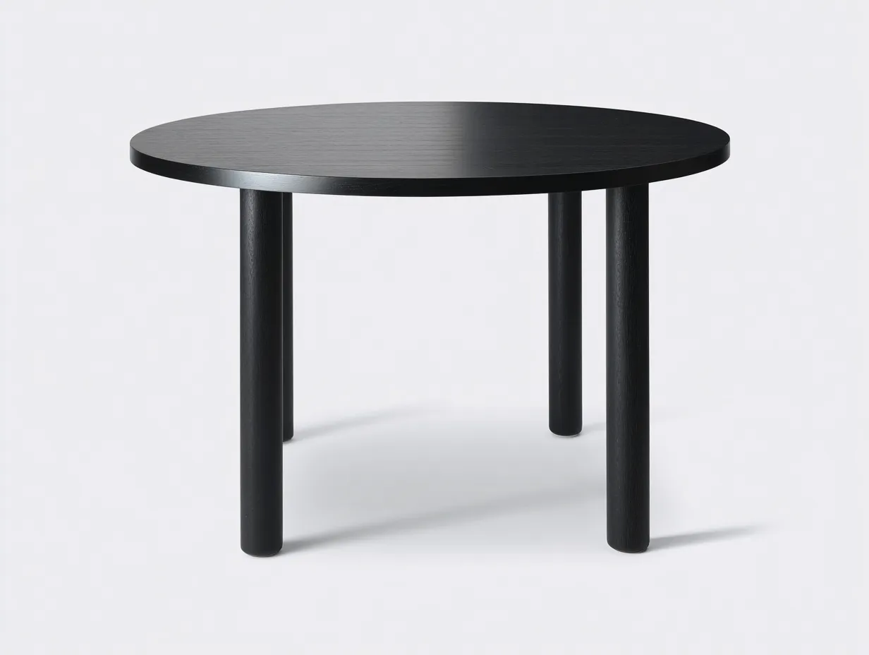 Runder Couchtisch aus Holz 86x86x45 cm - schwarz - für das Wohnzimmer - puristisches Design mit zylindrischem Vierfußgestell-Nookgetmart