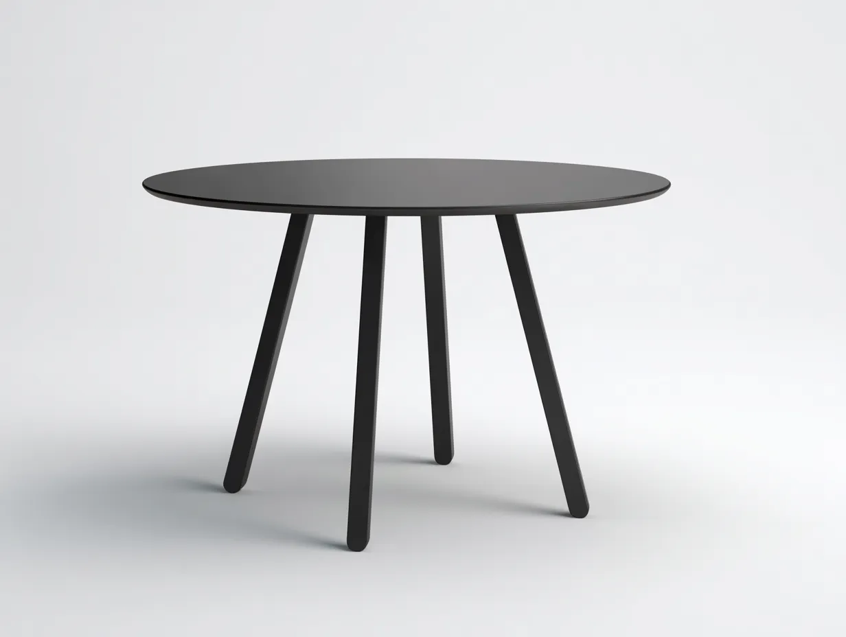 Runder Couchtisch aus Holz 78x78x54 cm - tiefschwarz - für das Wohnzimmer - reduziertes Design mit ausgestelltem Vierfußgestell-Nookgetmart