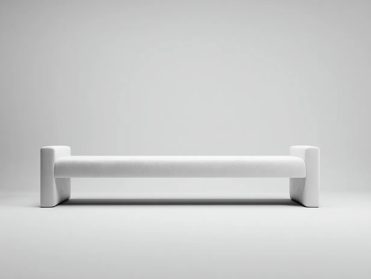 Bank aus Bouclé-Stoff 138x42x46 cm - cremeweiß - für das Wohnzimmer - skulpturales Design mit seitlichen Armauflagen-Nookgetmart