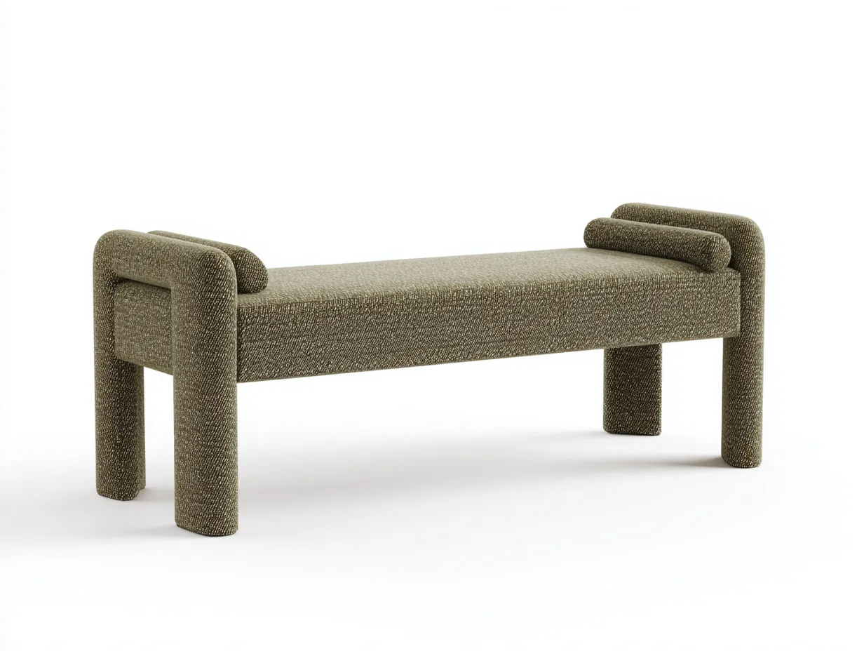 Bank aus Strukturstoff 142x40x49 cm - taupegrün - für das Wohnzimmer - skulpturales Design-Nookgetmart