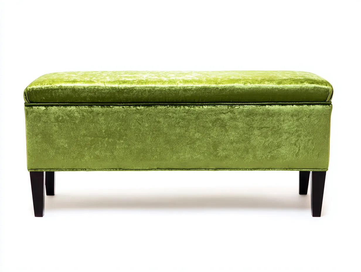 Bank mit Stauraum aus Samtstoff 118x43x47 cm - limettengrün und schwarz - für das Wohnzimmer - elegantes Design mit aufklappbarem Deckel-Nookgetmart