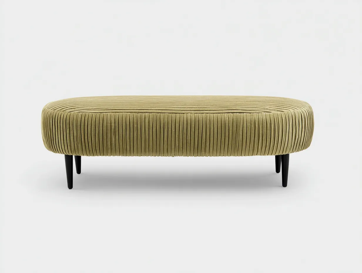 Polsterbank aus Cordstoff 126x44x45 cm - olivgrün und schwarz - für das Wohnzimmer - organisches Design mit ovaler Form-Nookgetmart