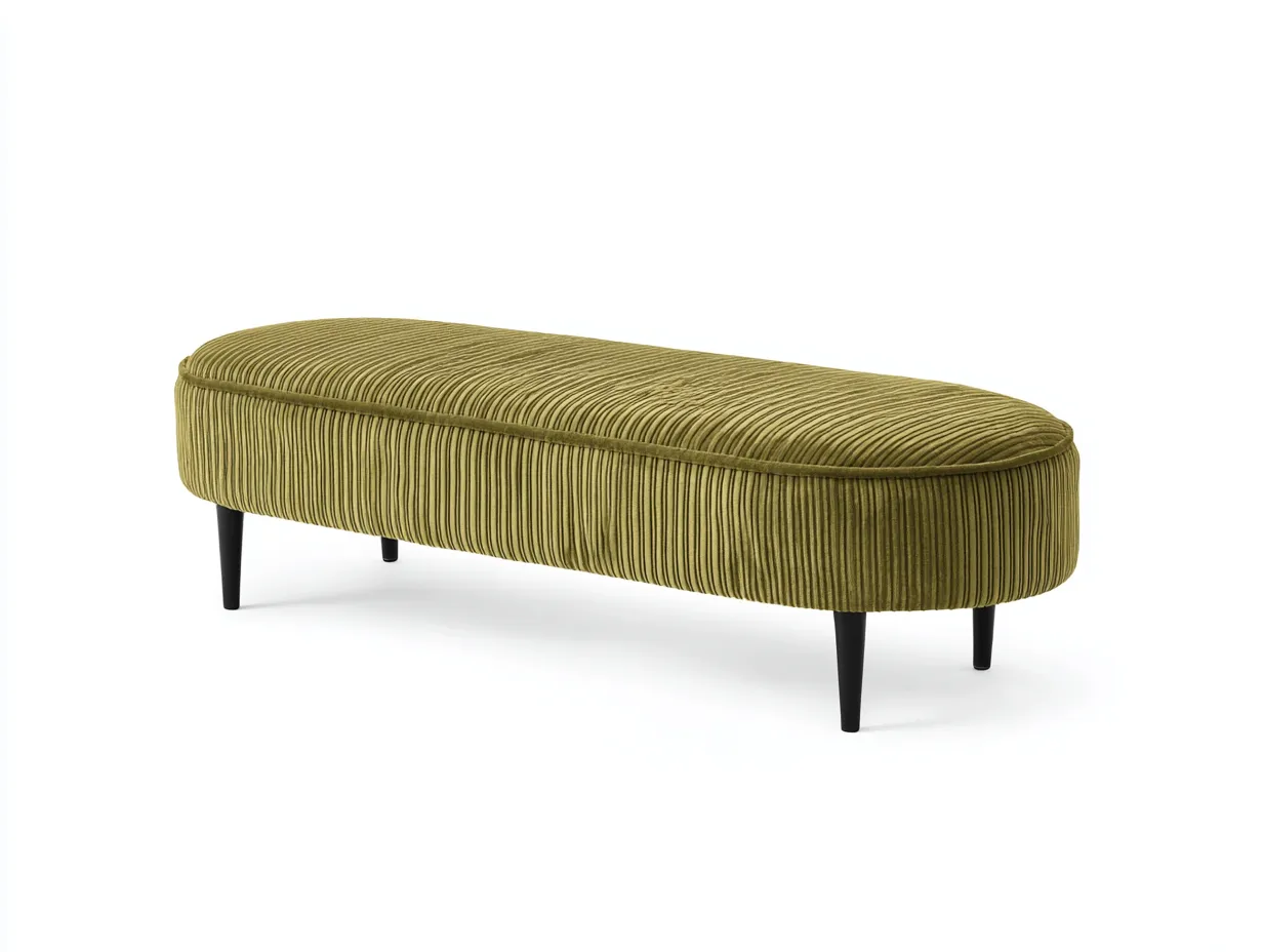 Bank aus Cordstoff 126x44x45 cm - moosgrün und schwarz - für das Wohnzimmer - modernes Design mit gerippter Oberfläche-Nookgetmart