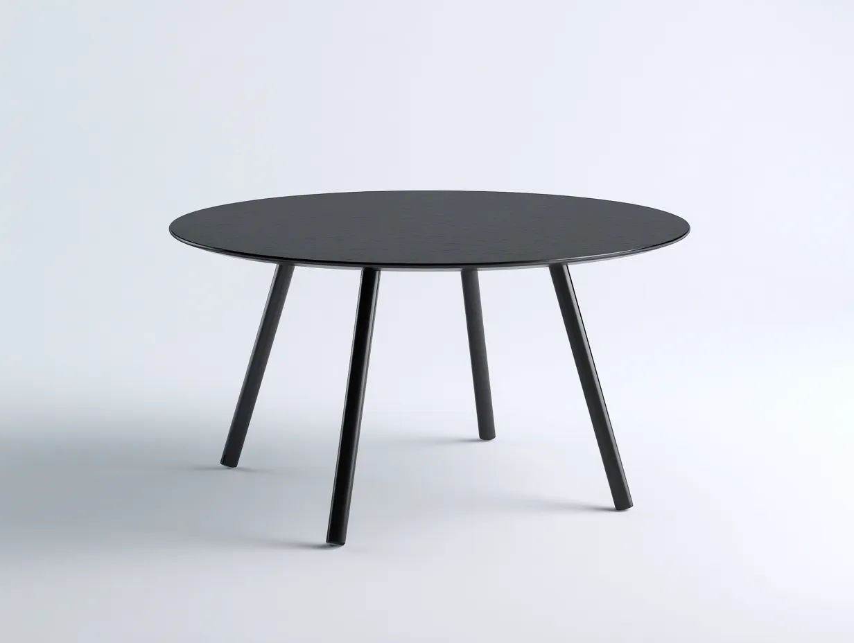 Runder Couchtisch aus Holz 80x80x45 cm - schwarz - für das Wohnzimmer - modernes Design mit vier schrägen Beinen-Nookgetmart