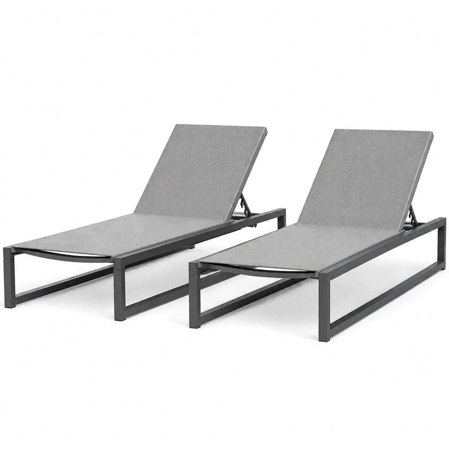 Leżaki ogrodowe aluminiowe zestaw 2 sztuki Szary