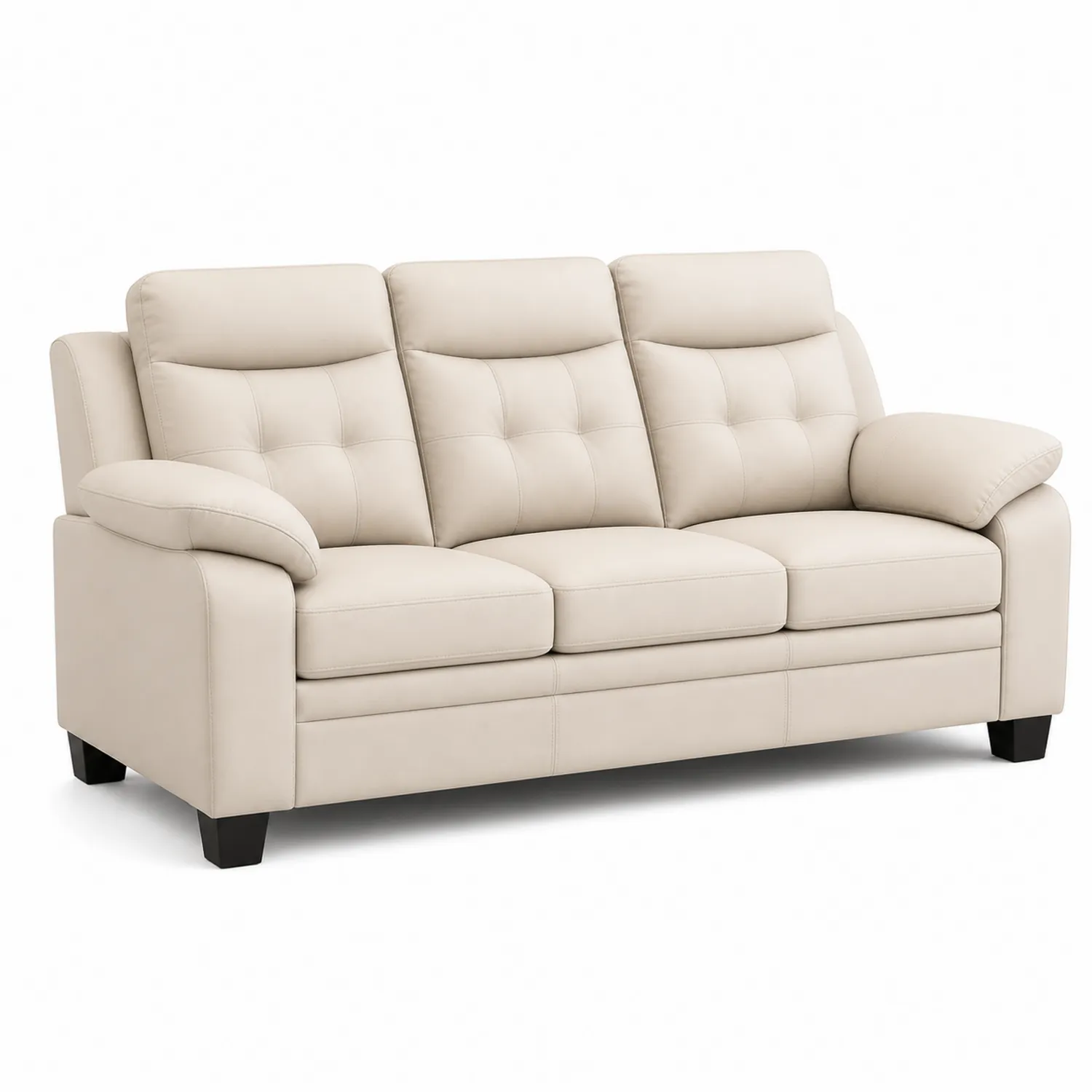 Kremowa sofa 3-osobowa ze skóry ekologicznej 200 cm