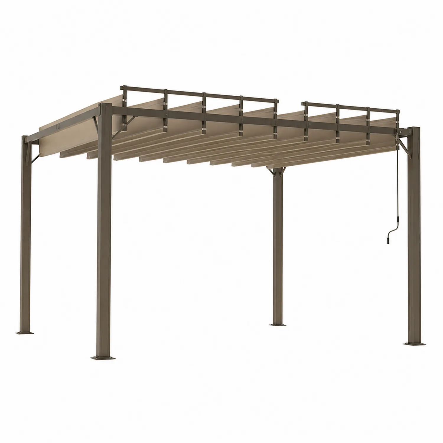 Altana ogrodowa prostokątna metalowa z poliestrowym dachem 400x300 cm brązowa