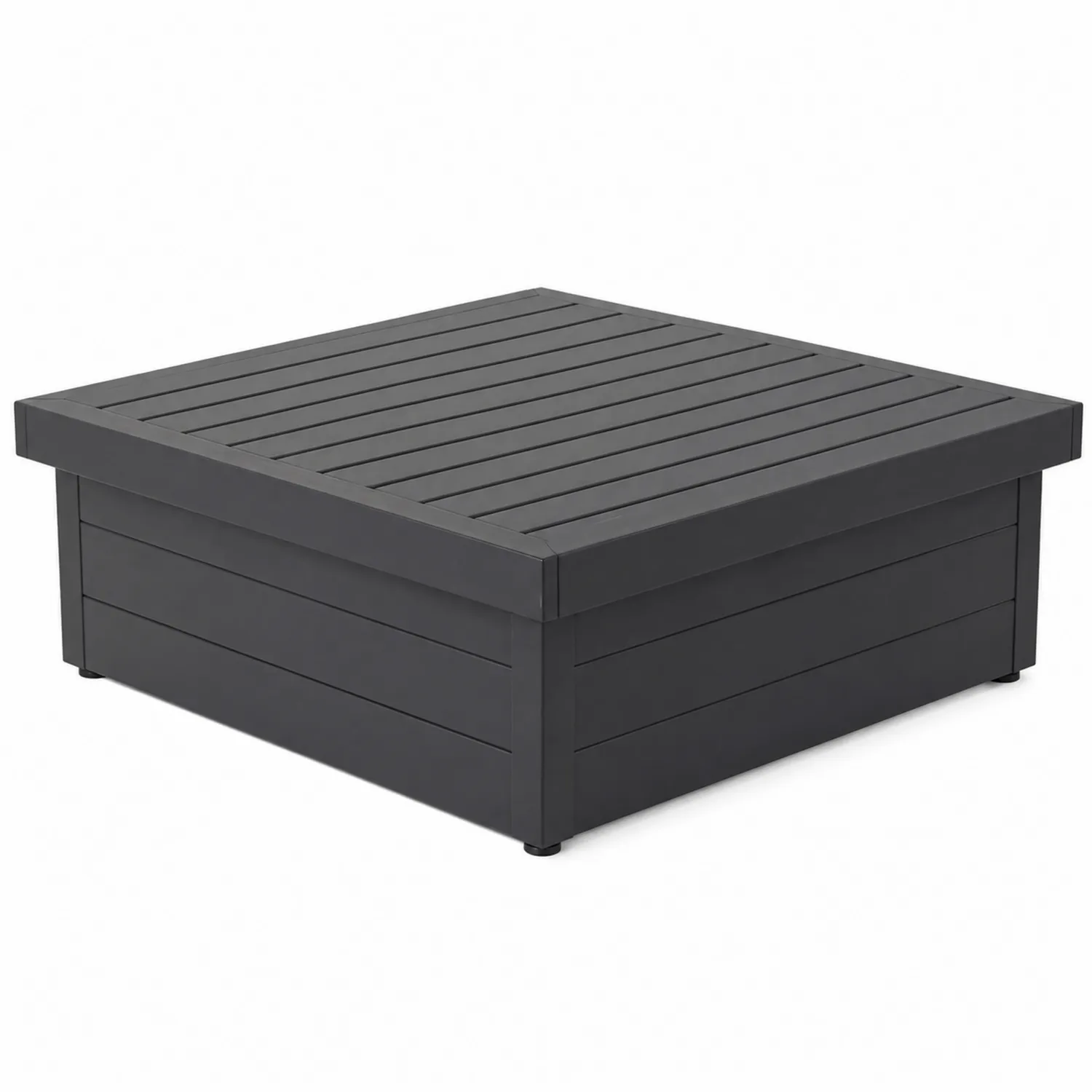 Stolik kawowy ogrodowy kwadratowy z plastiku antracytowy 90x90x35 cm