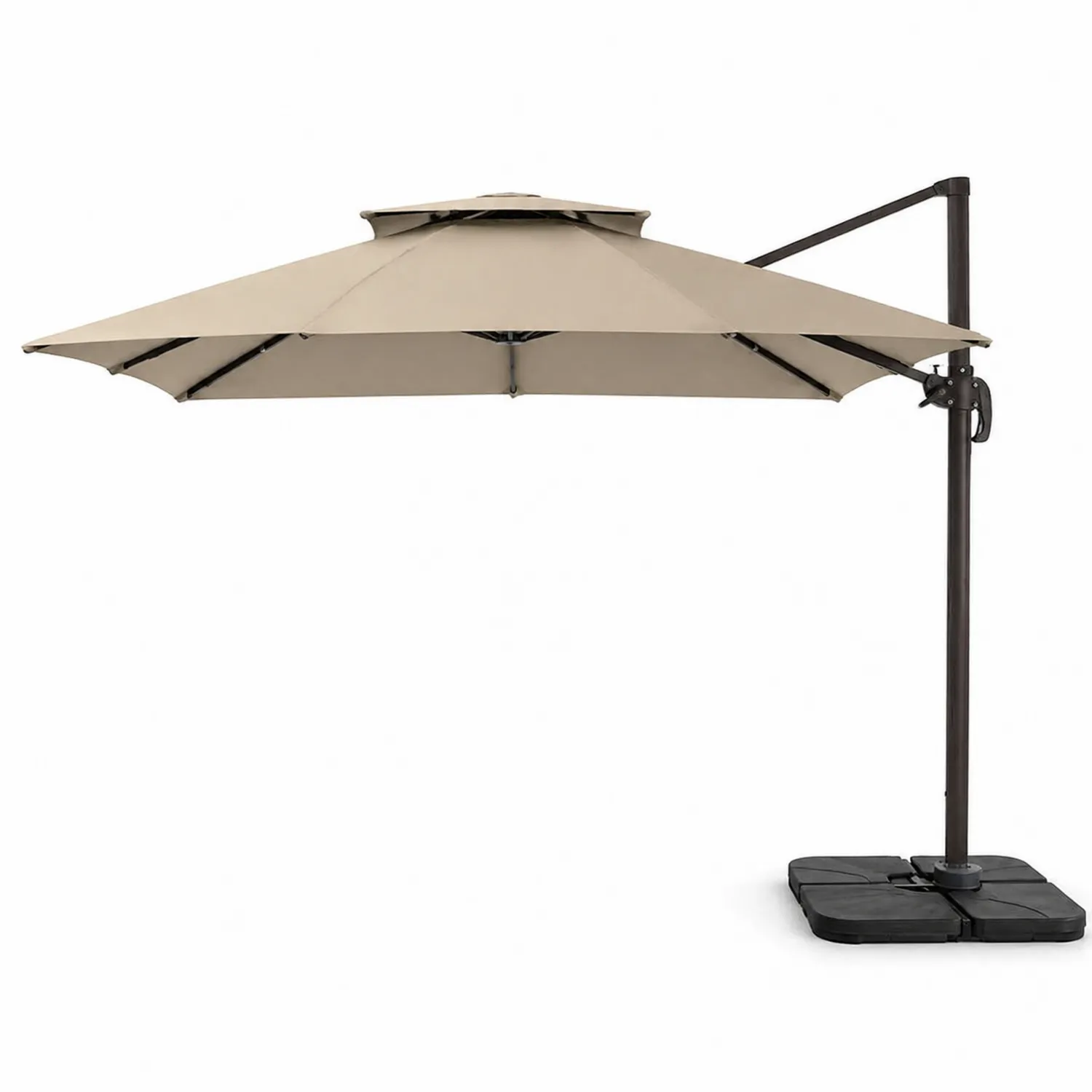 Parasol ogrodowy prostokątny 300x400 cm beżowy poliester aluminiowy