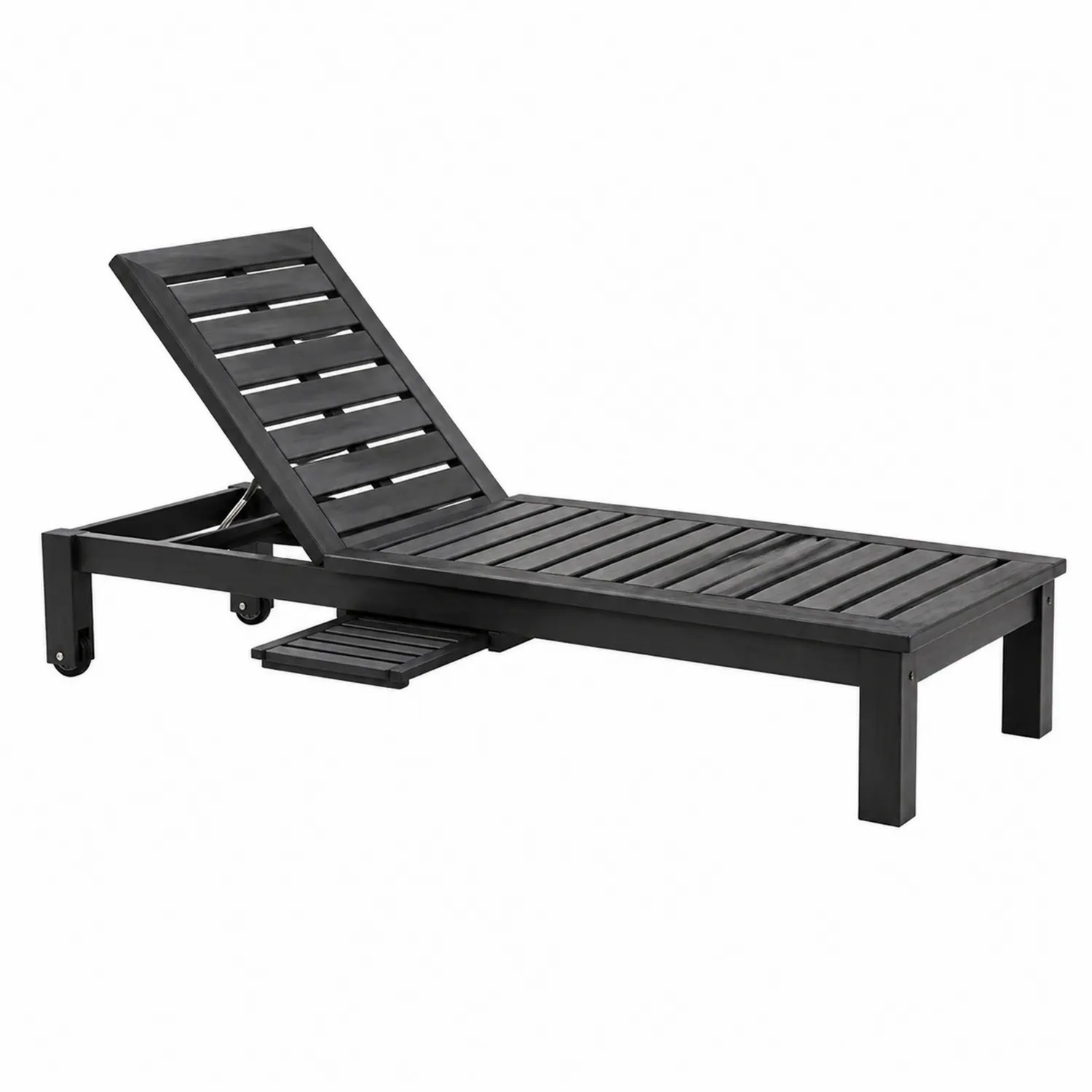 Leżak ogrodowy z drewna akacjowego czarny 200x65x35 cm