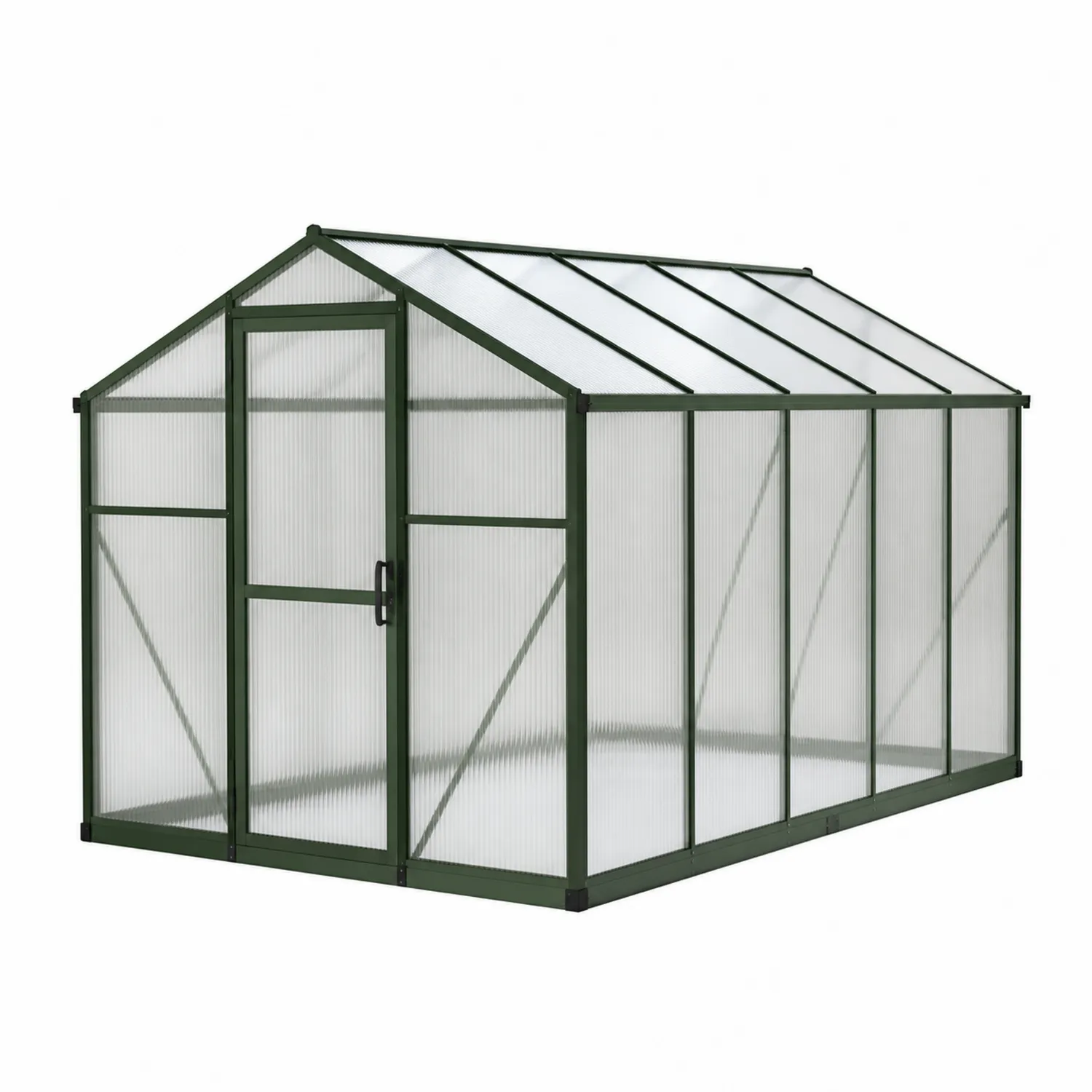Szklarnia ogrodowa aluminiowa z poliwęglanem 250x190x195 cm Zielona-Eondurable