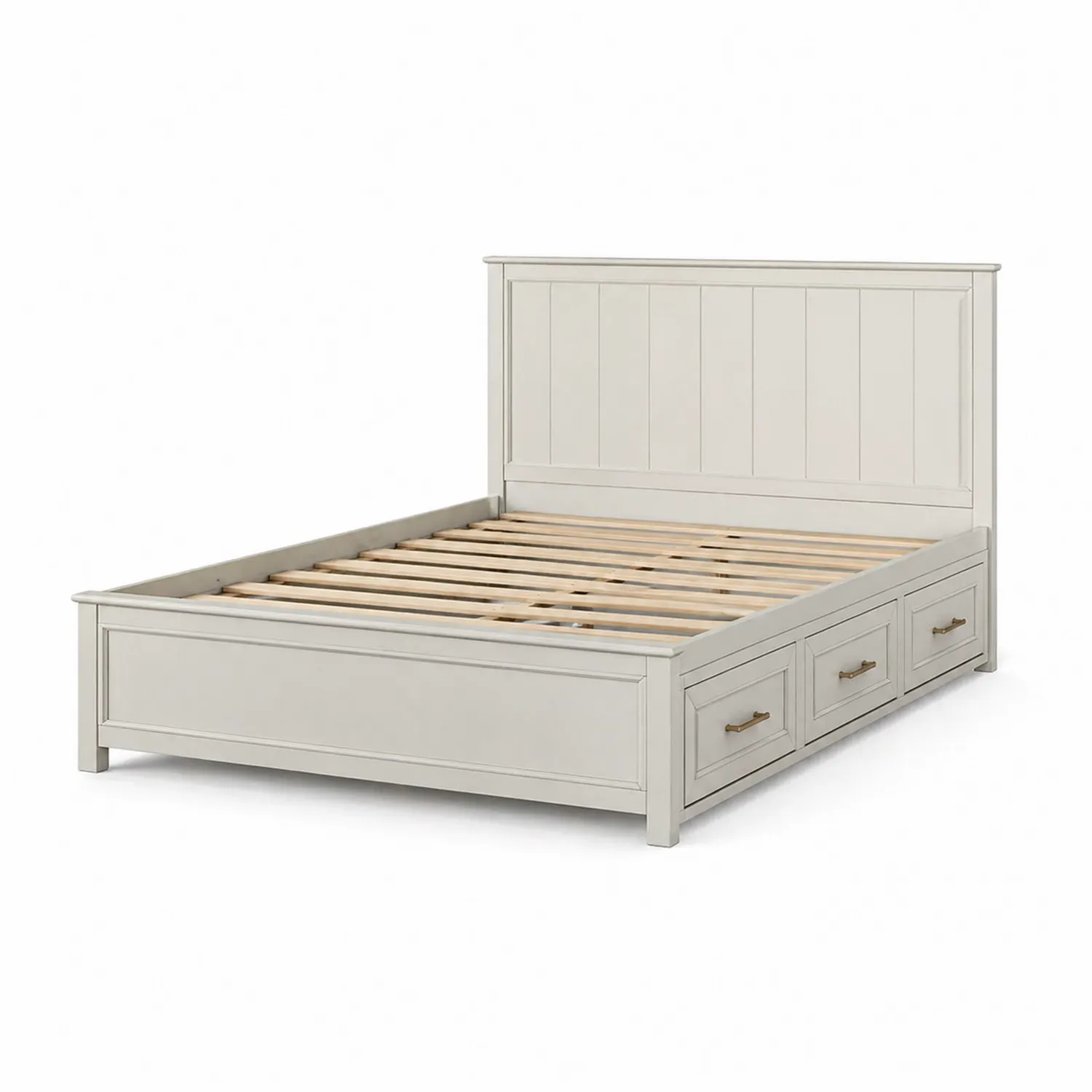 Łóżko z szufladami 200x160 cm z drewna sosnowego Białe-Eondurable