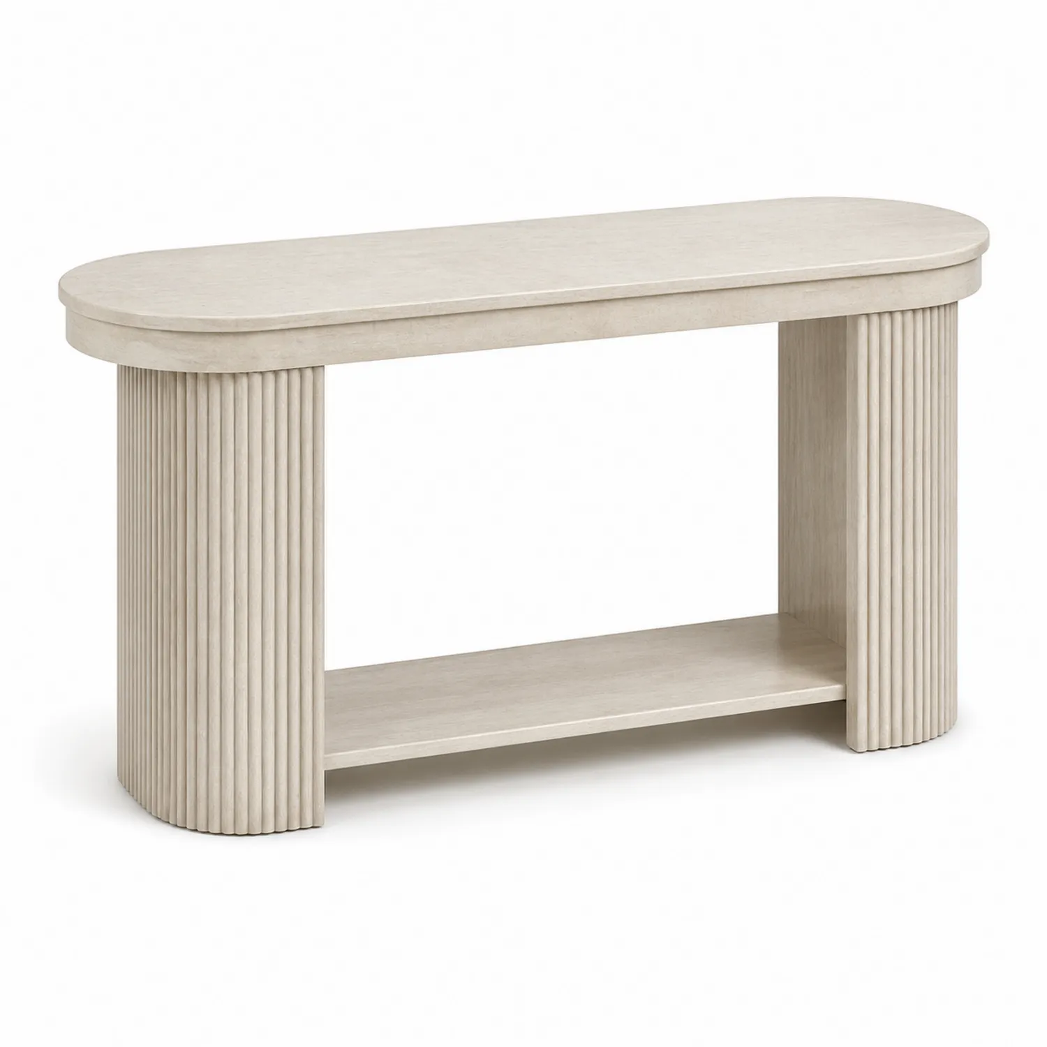 Konsola Owalna Drewno Inżynieryjne Biały 120x40 cm-Eondurable