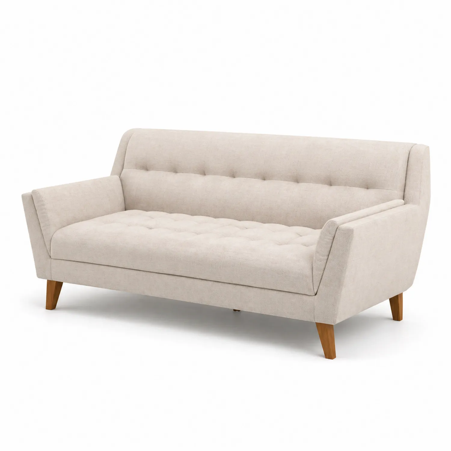 Sofa dwuosobowa tkanina drewno beżowa-Eondurable