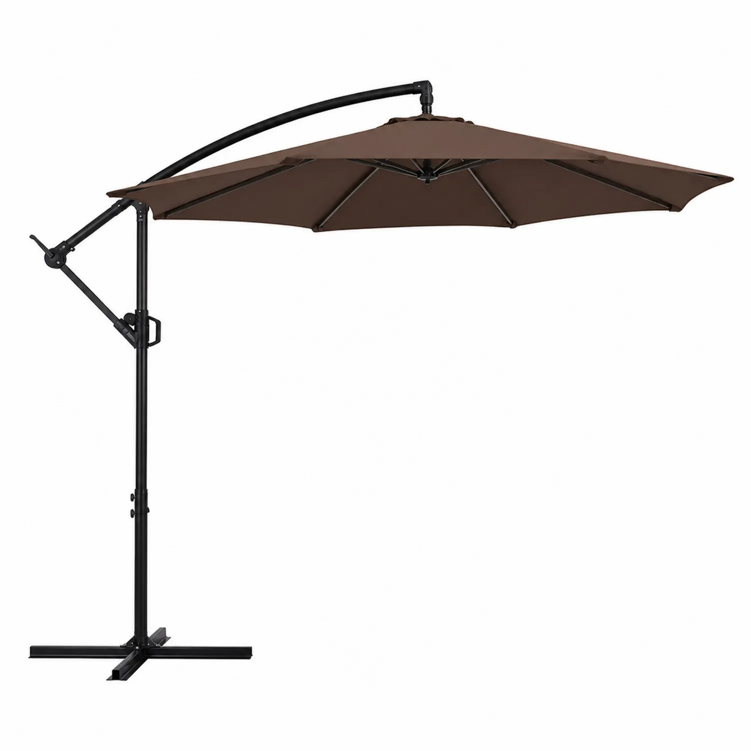 Parasol ogrodowy z bocznym ramieniem okrągły 300 cm brązowy poliester stal-Eondurable