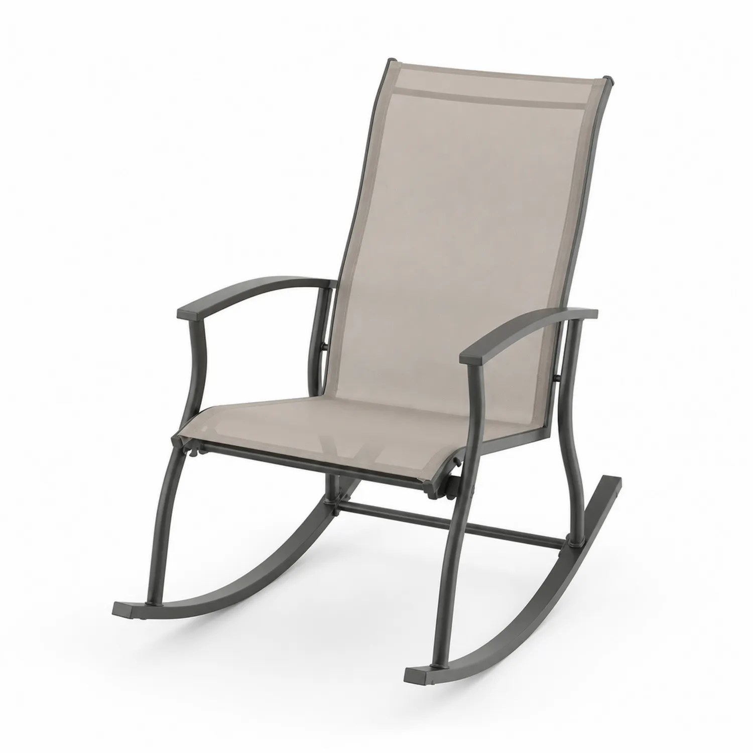 Fotel bujany metalowy z poliestrem beżowy 100x58x90 cm-Eondurable