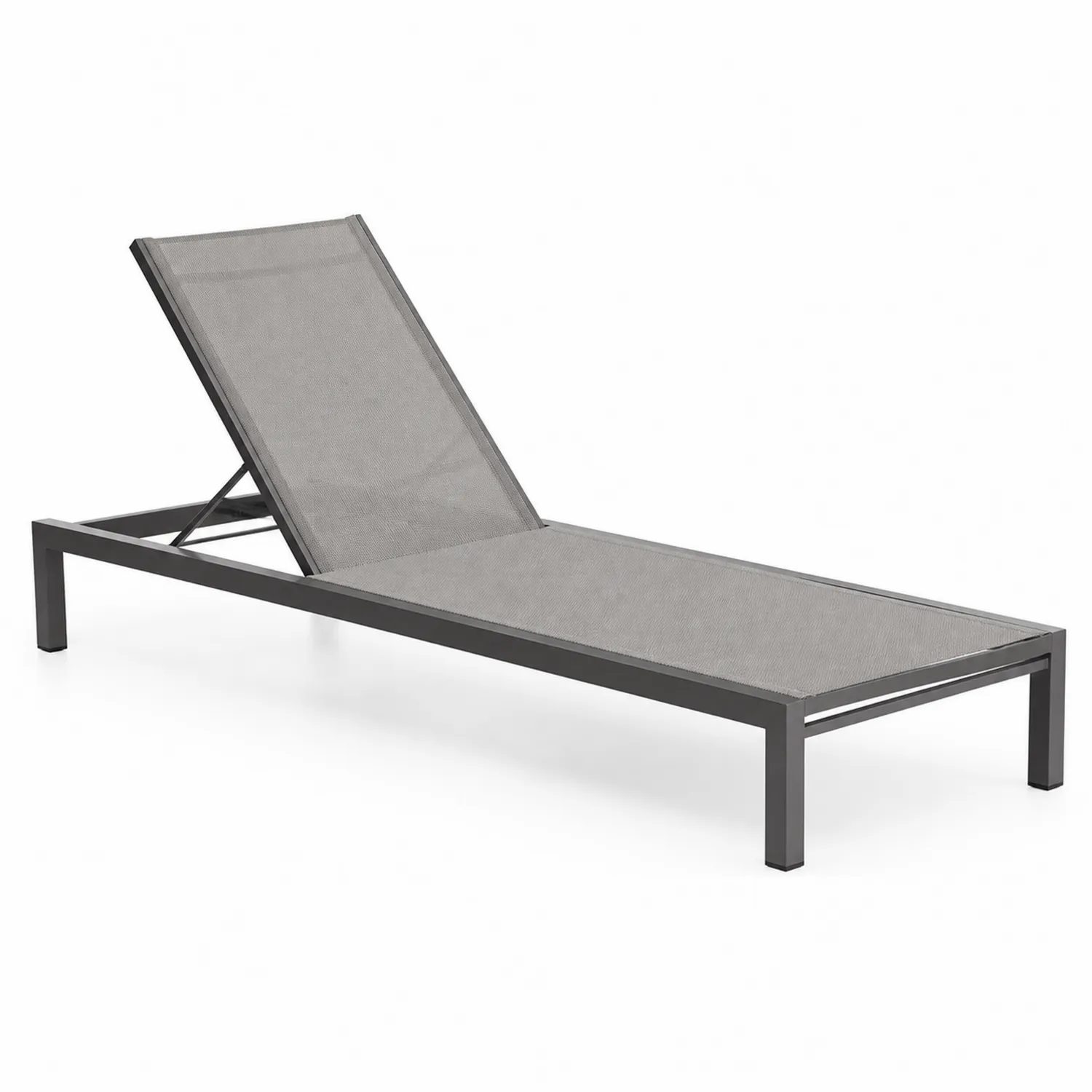 Leżak ogrodowy z regulowanym oparciem 200x65x35 cm metalowy i tekstylny-Eondurable