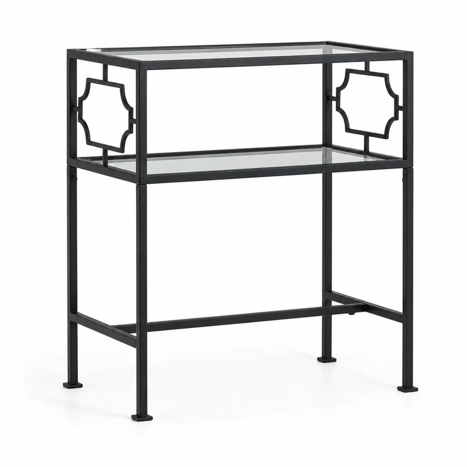 Stolik z metalu i szkła hartowanego, Czarny-Eondurable