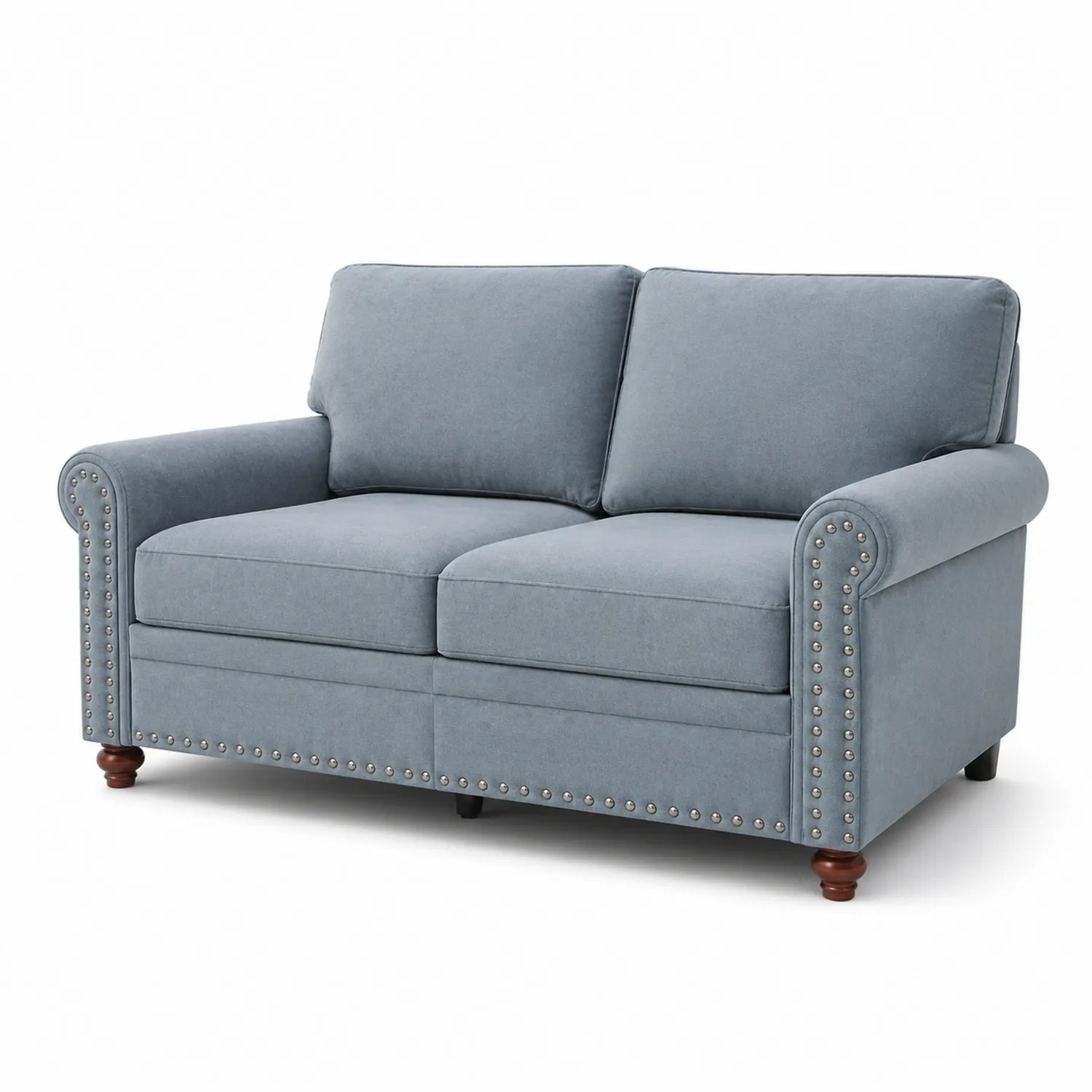 Dwuosobowa sofa poliester Niebieski z drewnianymi nogami-Eondurable