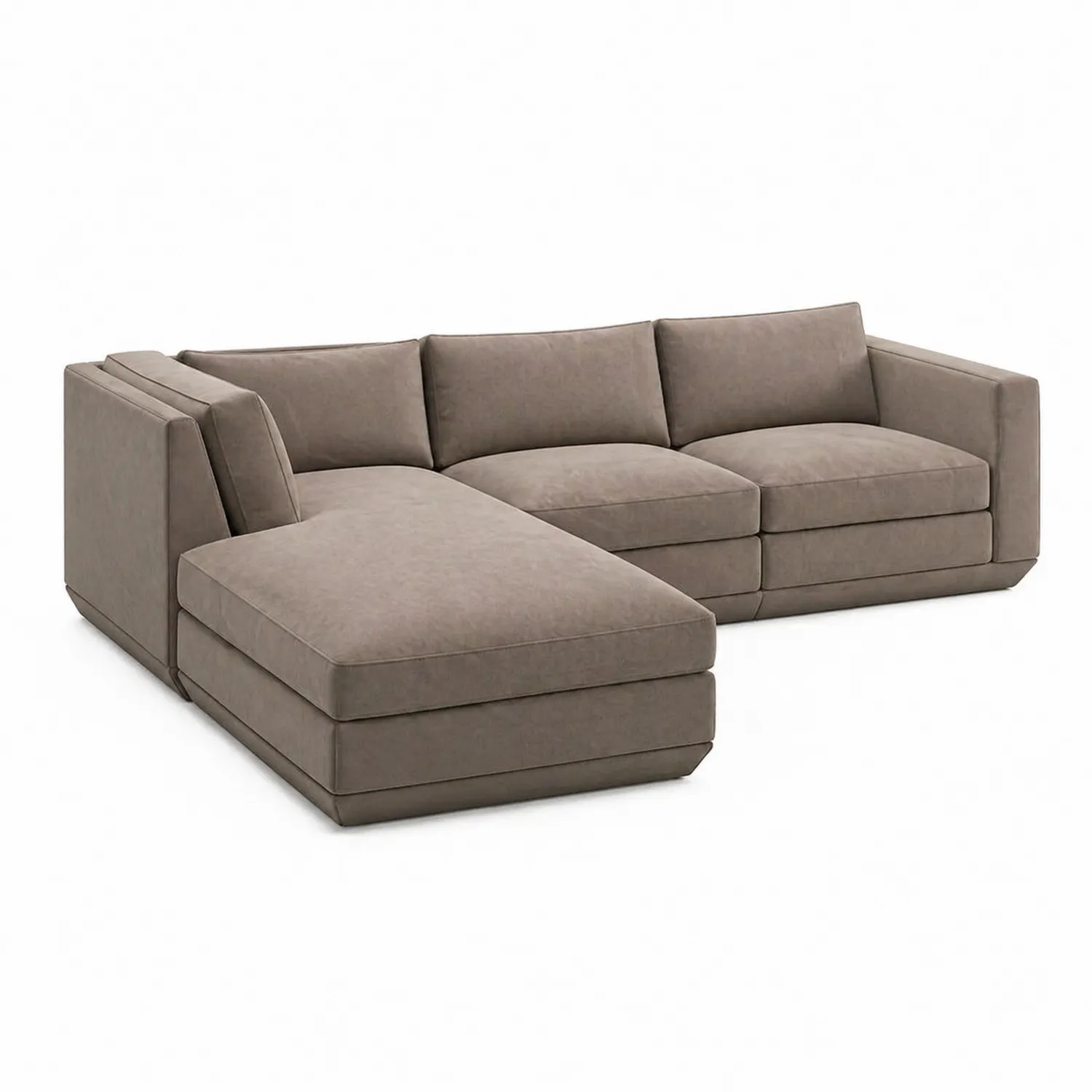 Narożna sofa modułowa z szezlongiem z mikrofibry beżowa 300x200x90 cm-Eondurable