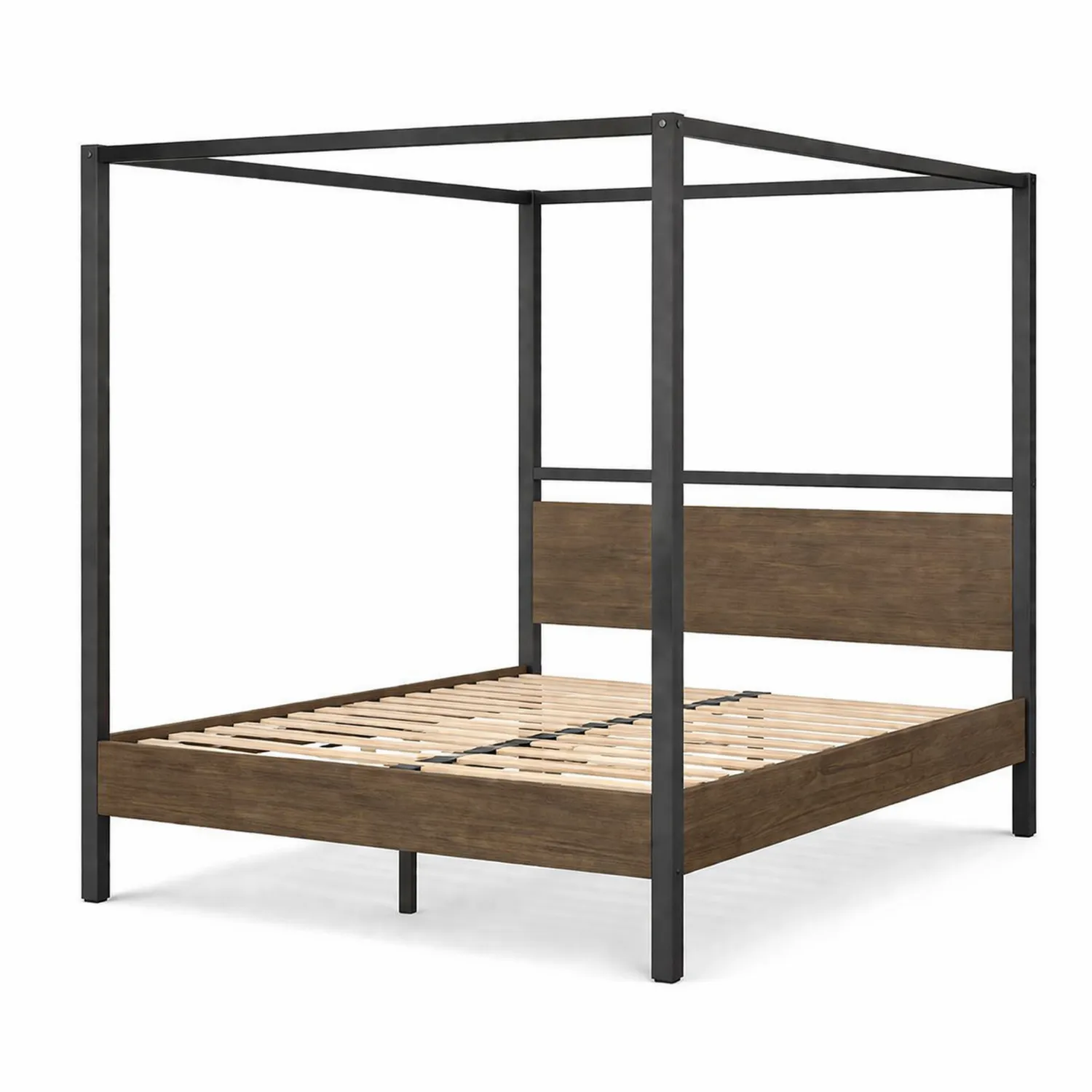 Łóżko z baldachimem Metal i Drewno 200x160 cm-Eondurable