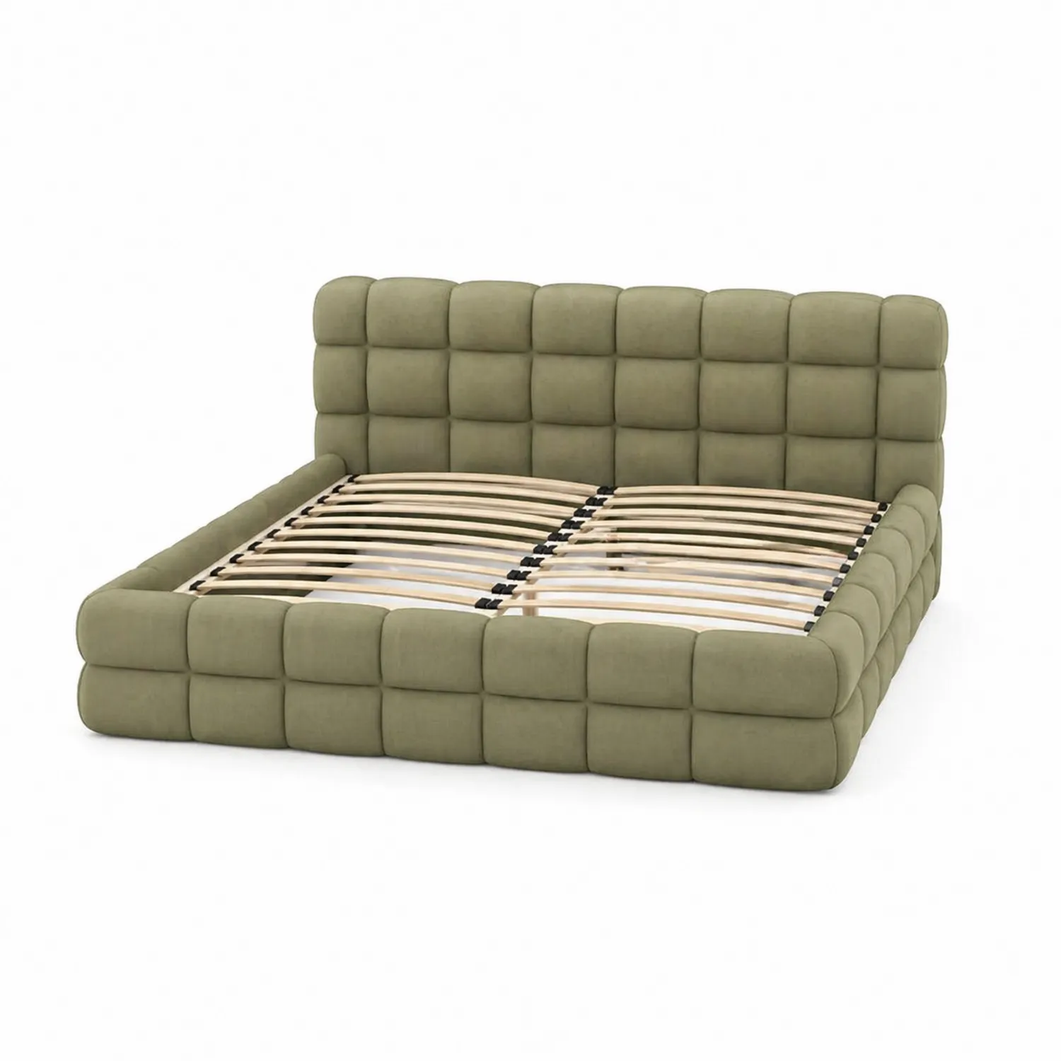 Łóżko podwójne tapicerowane z wezgłowiem 200x180 cm zielone-Eondurable